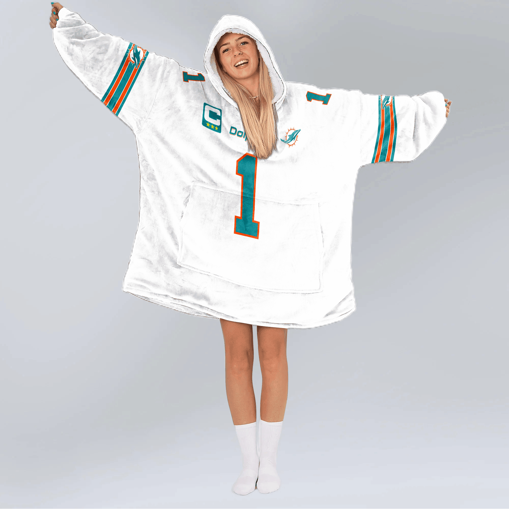 Adult 1 Miami Football Unisex Blanket Hoodie