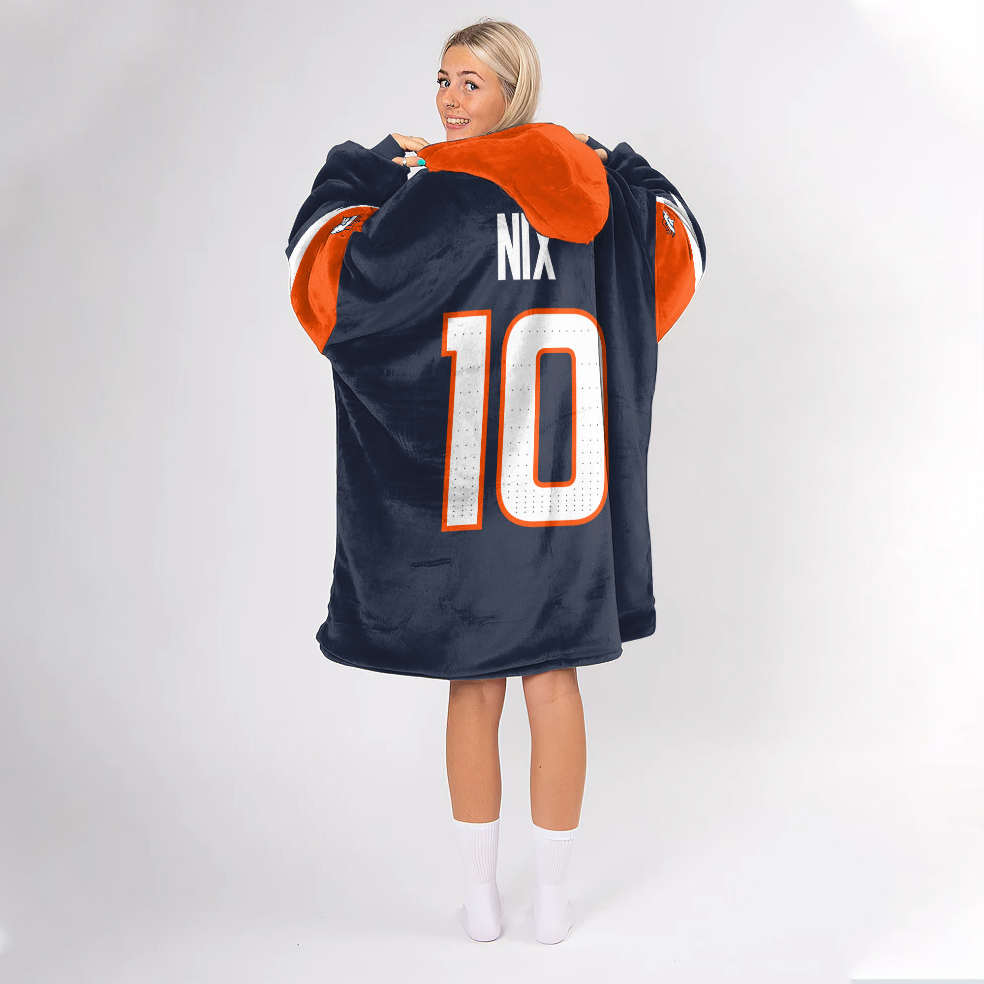 Adult 10 Denver Football Unisex Blanket Hoodie