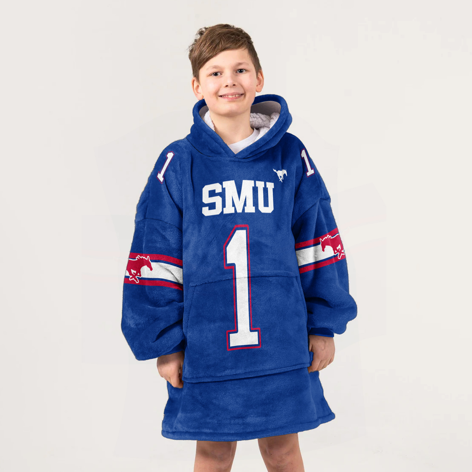 Adult #1 SMU Football Unisex Blanket Hoodie