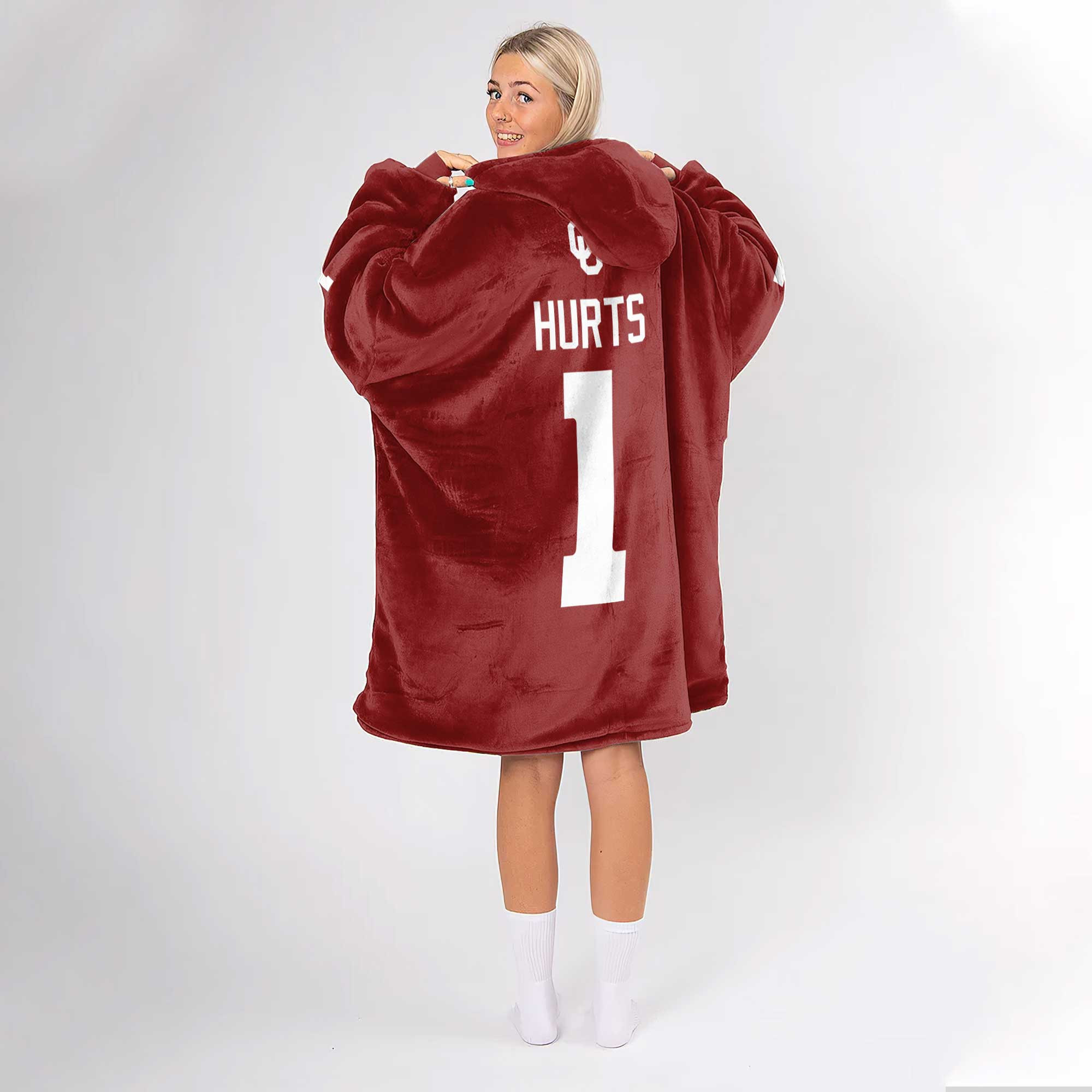 Adult J.H 1 Oklahoma Football Unisex Blanket Hoodie