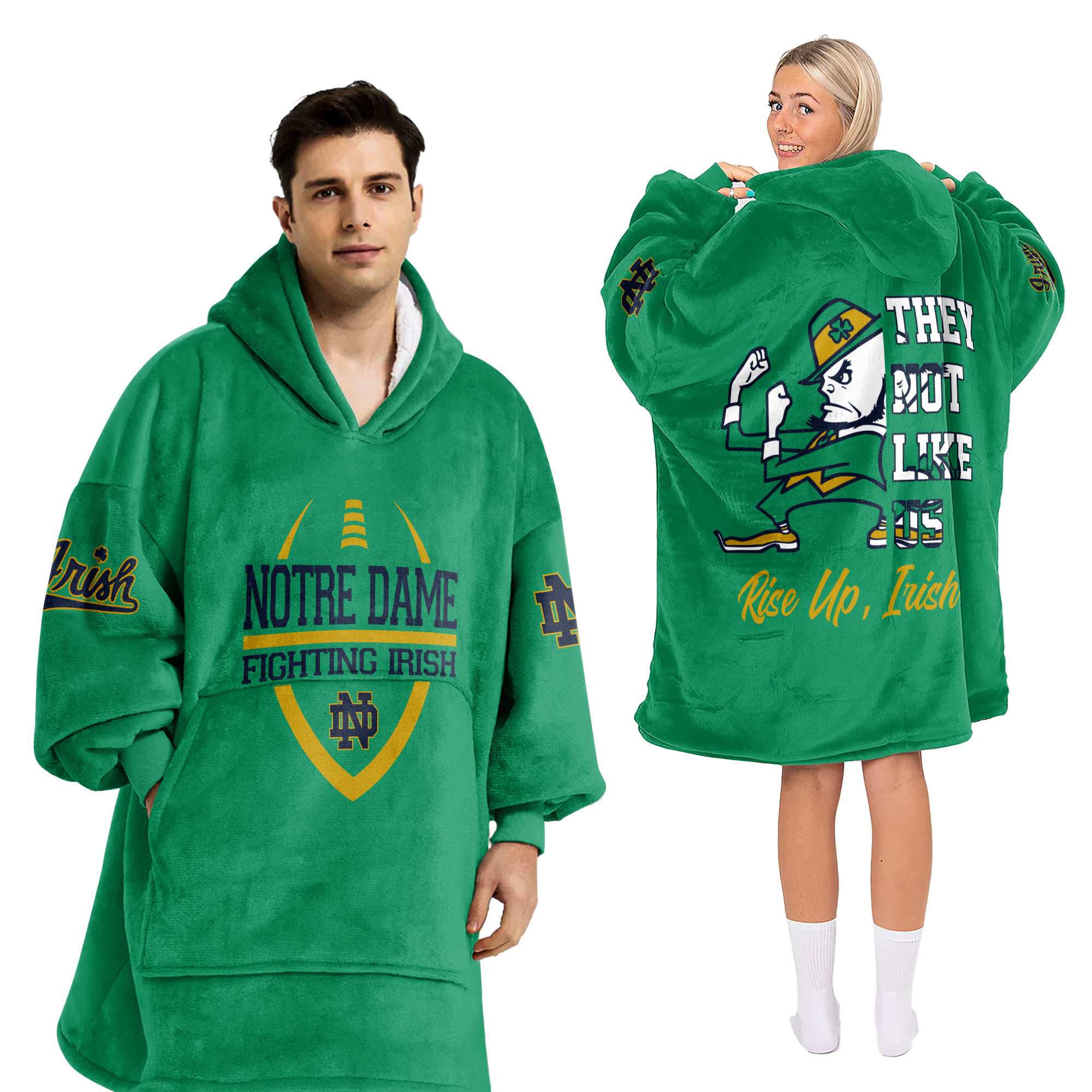 Adult Notre Dame Football Unisex Blanket Hoodie