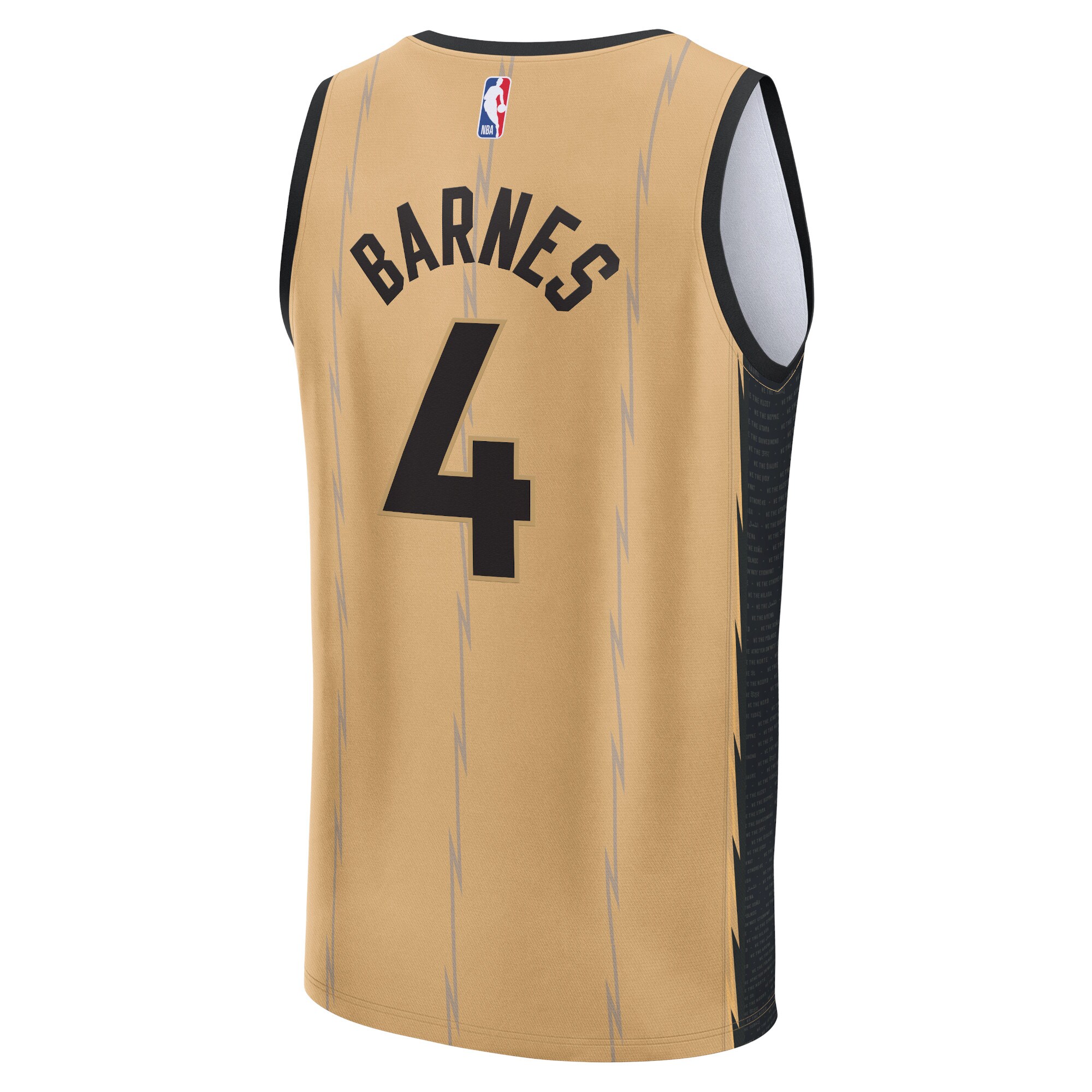Unisex Toronto Raptors Scottie Barnes  Gold 2023/24 Fast Break Jersey - City Edition