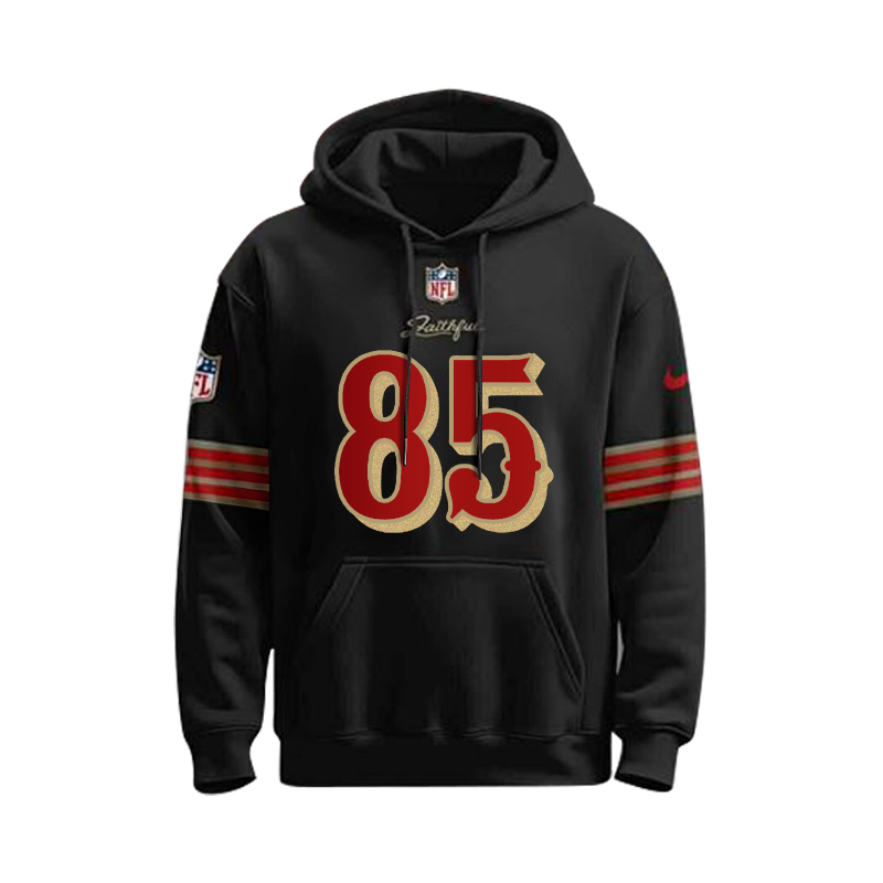 Men's San Francisco 49ers 49ers #85 George Kittle Black Stitched Hoodie