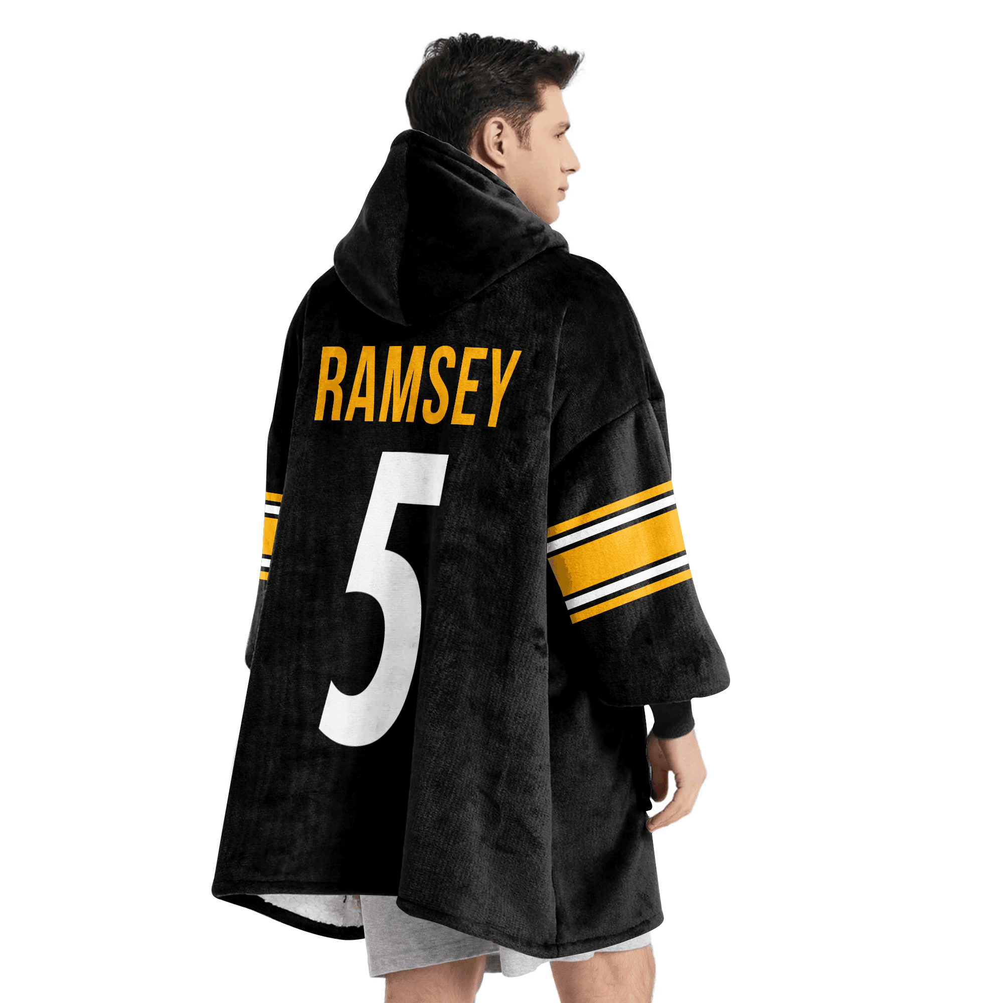 Adult 5 Pittsburgh Football Unisex Blanket Hoodie
