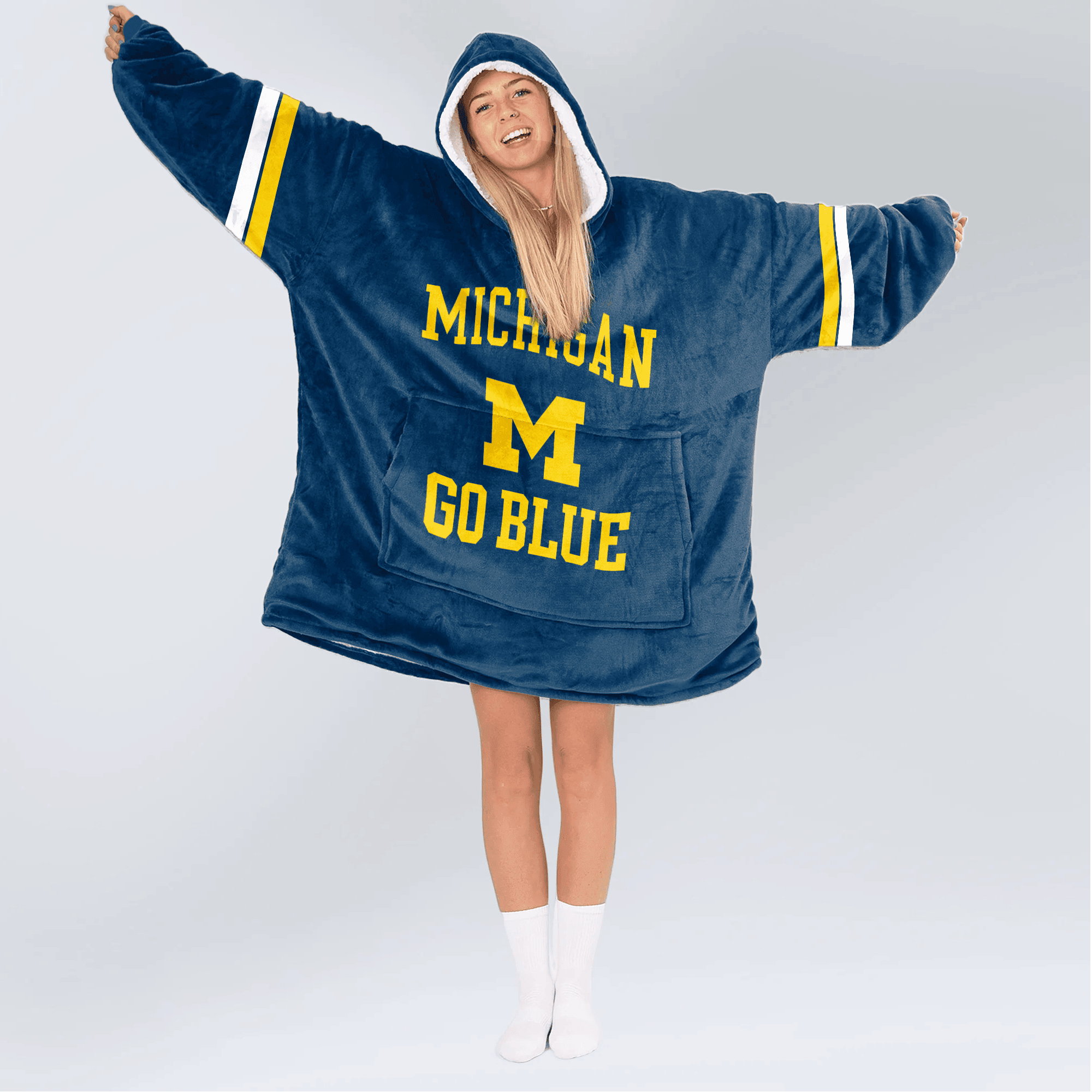 Adult 1 Michigan Football Unisex Blanket Hoodie