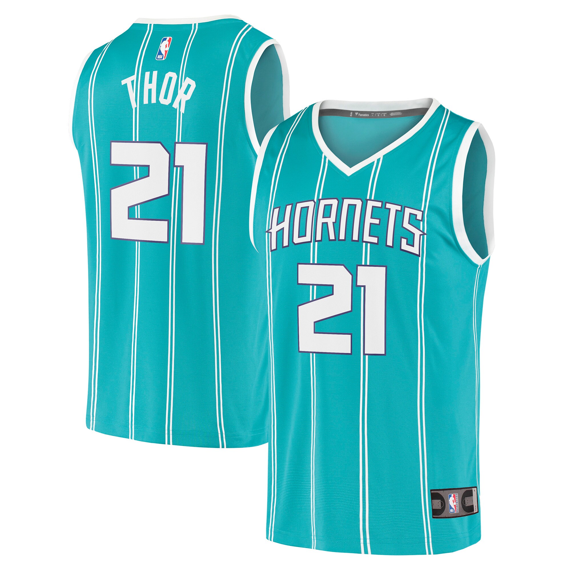 JT Thor Charlotte Hornets  Youth 2021/22 Fast Break Replica Jersey - Icon Edition - Teal