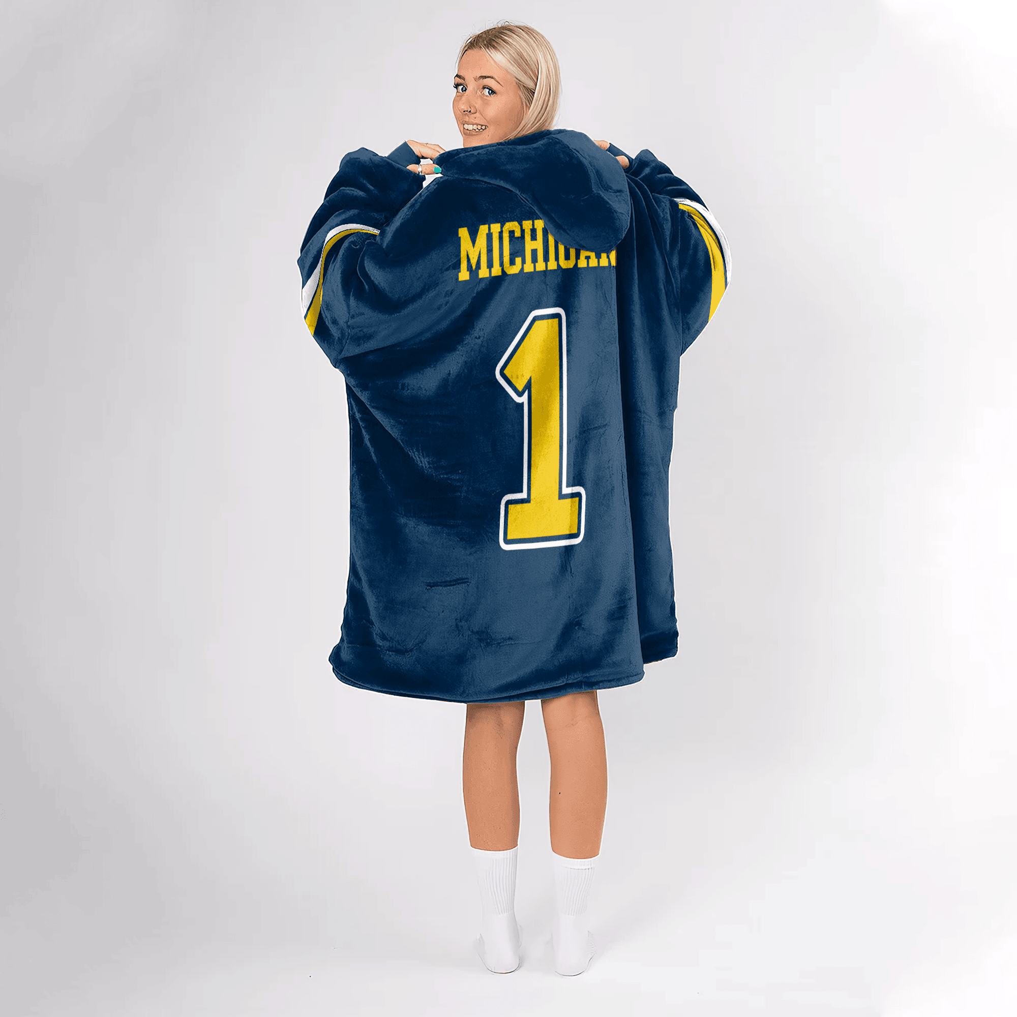 Adult 1 Michigan Football Unisex Blanket Hoodie