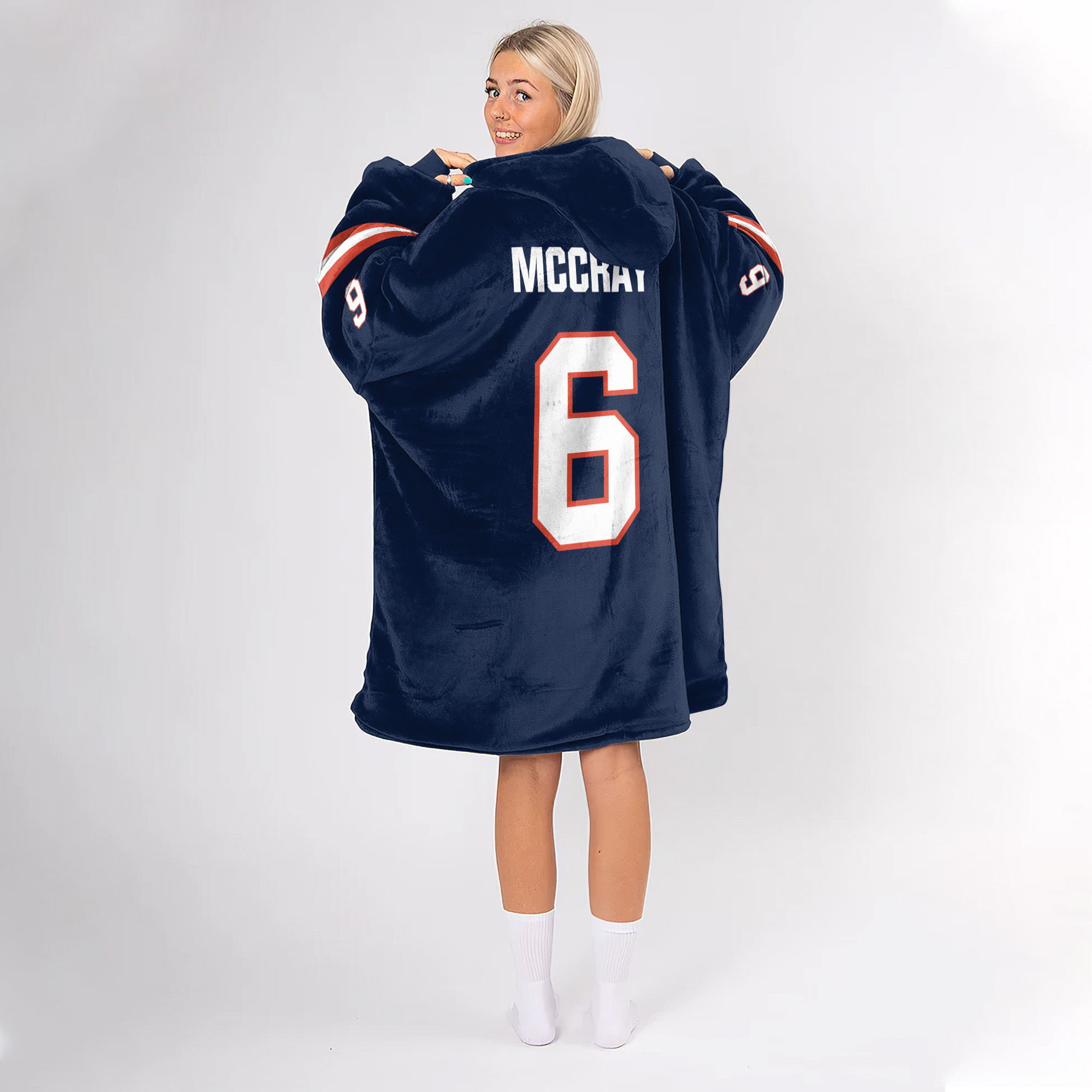 Adult 6 Illinois Football Unisex Blanket Hoodie