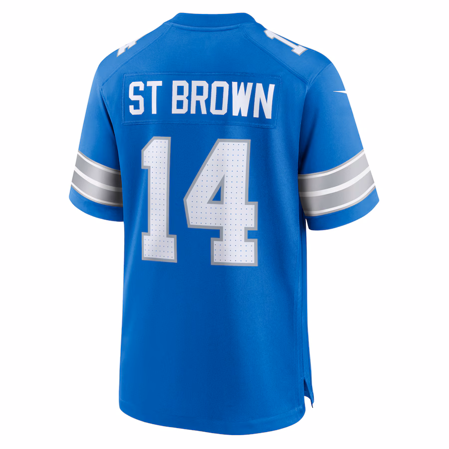 Men's Amon-Ra St. Brown #14 Blue Detroit Lions Game Jersey