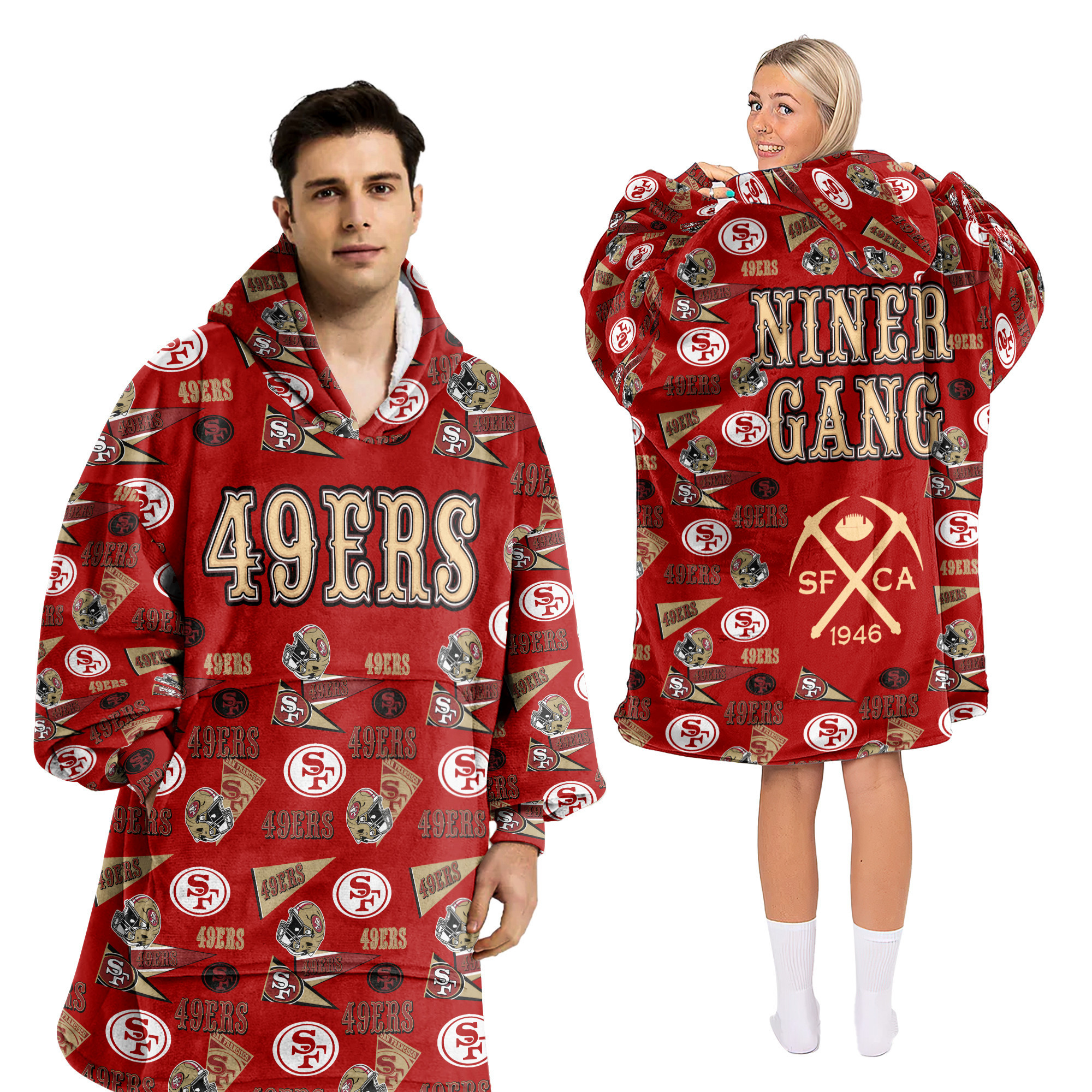 Adult San Francisco 49ers Football Unisex Blanket Hoodie