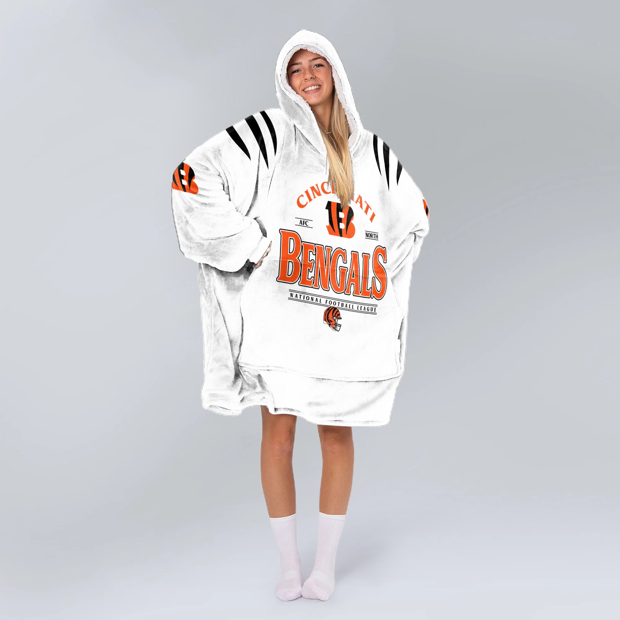 Adult 9 Cincinnati Football Unisex Blanket Hoodie