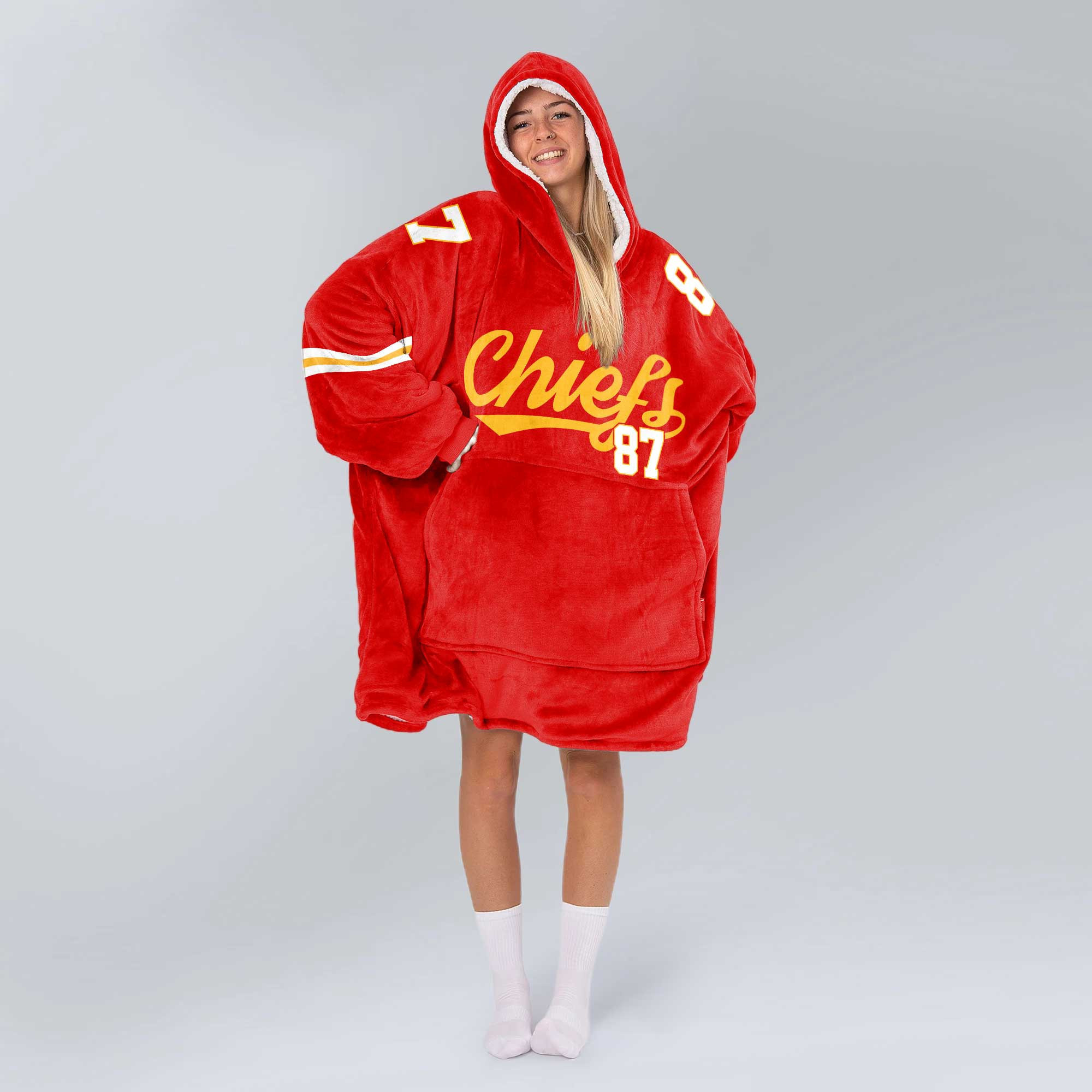Adult T.K 87 Kansas City Football Unisex Blanket Hoodie