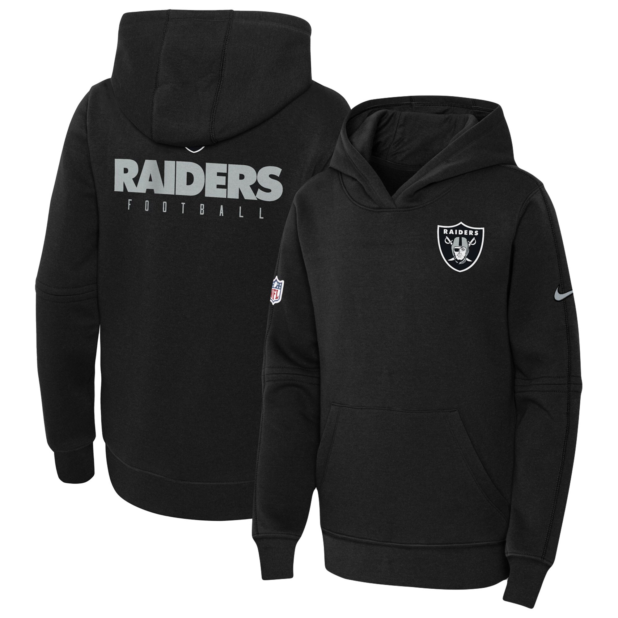 Las Vegas Raiders  Youth 2023 Sideline Club Fleece Pullover Hoodie - Black