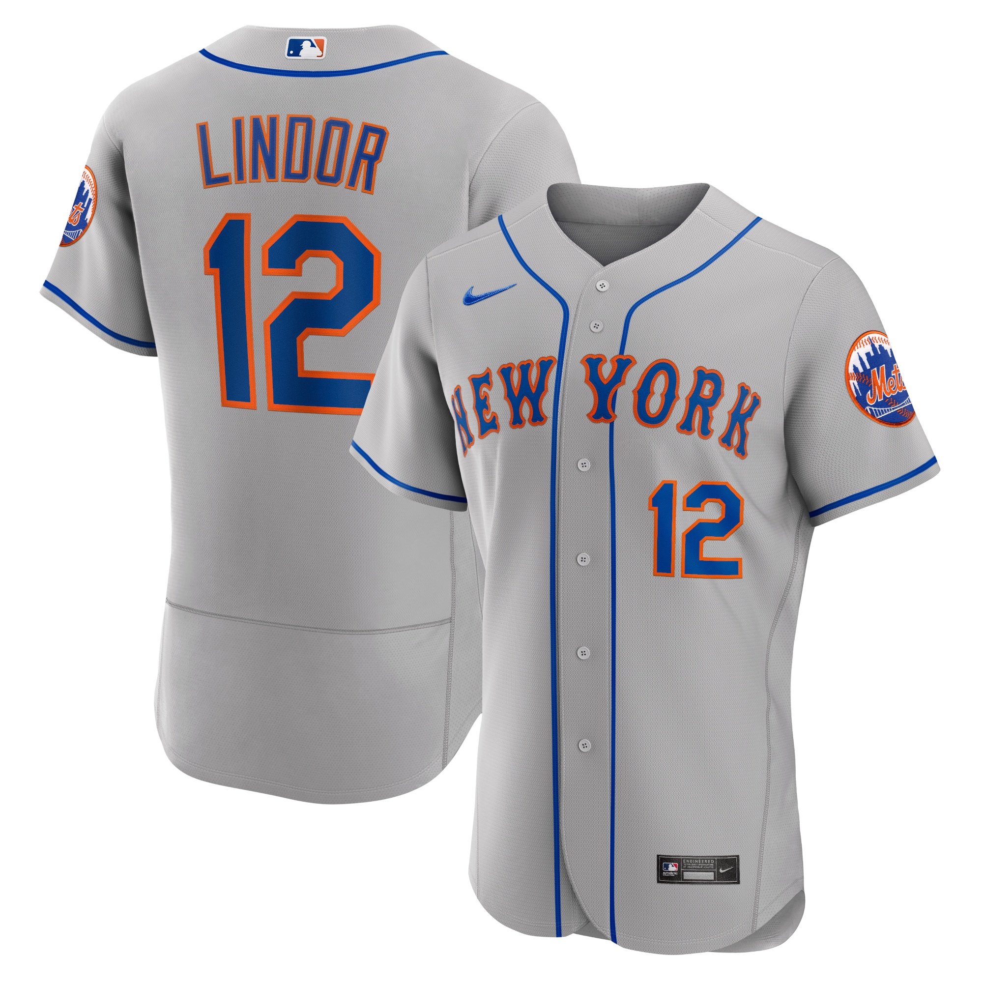 Men's New York Mets Francisco Lindor  Gray Road Player Jersey
