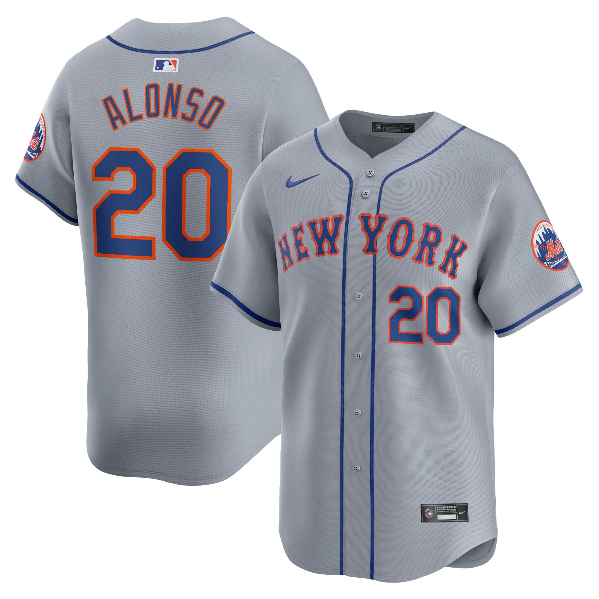 Men's New York Mets Pete Alonso  Gray Away Limited Player Jersey