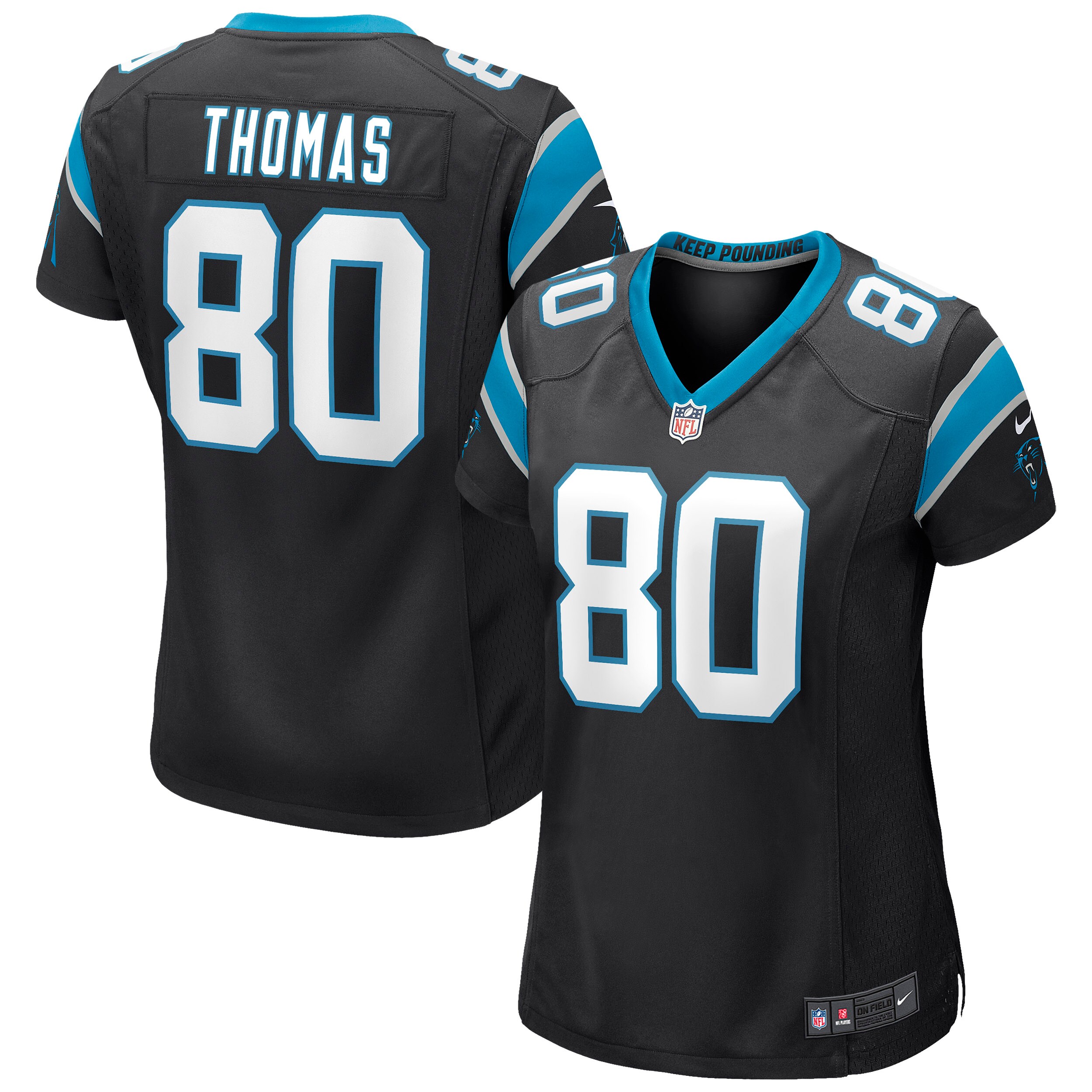 Ian Thomas Carolina Panthers  Women's Game Jersey - Black