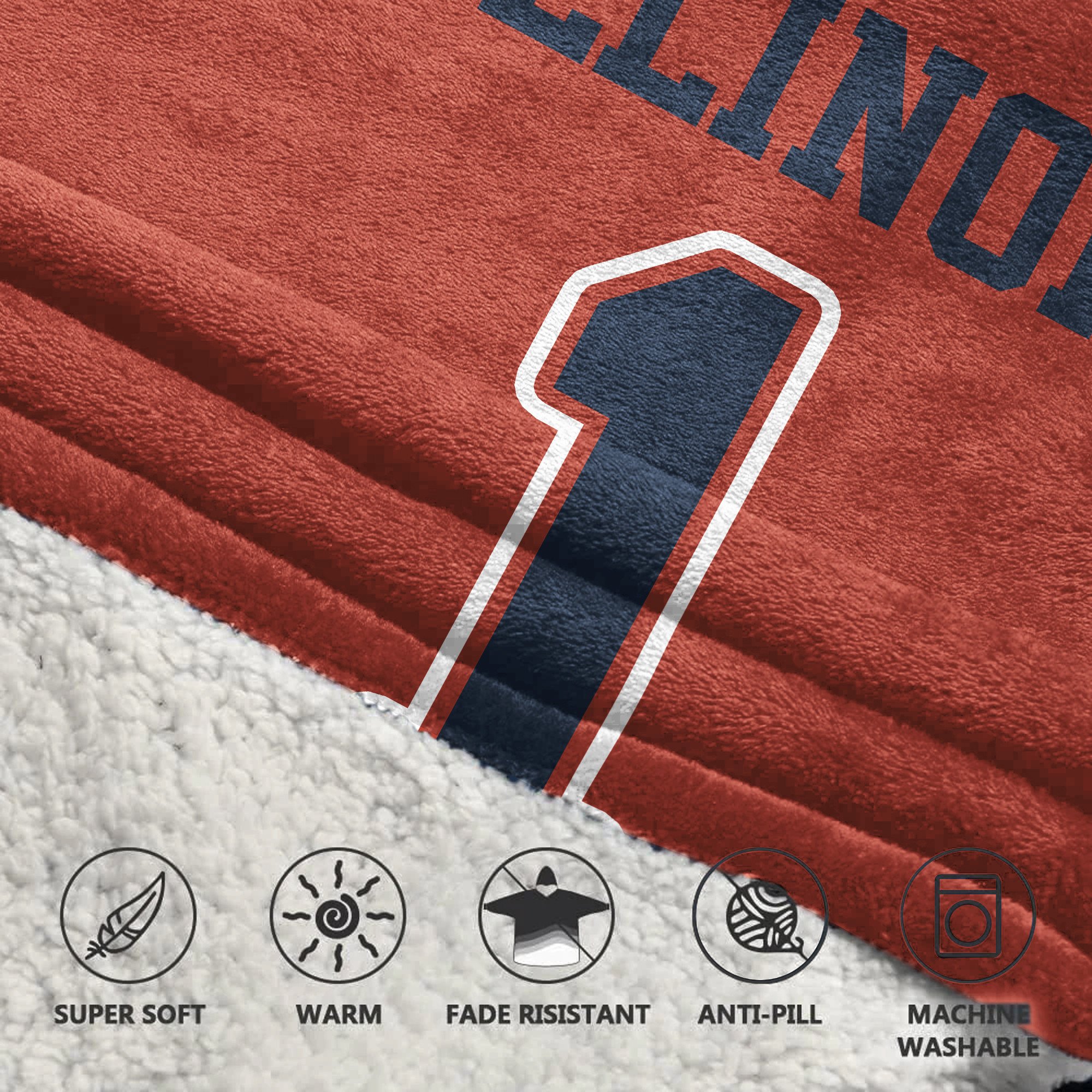Adult #1 Illinois Football Unisex Blanket Hoodie