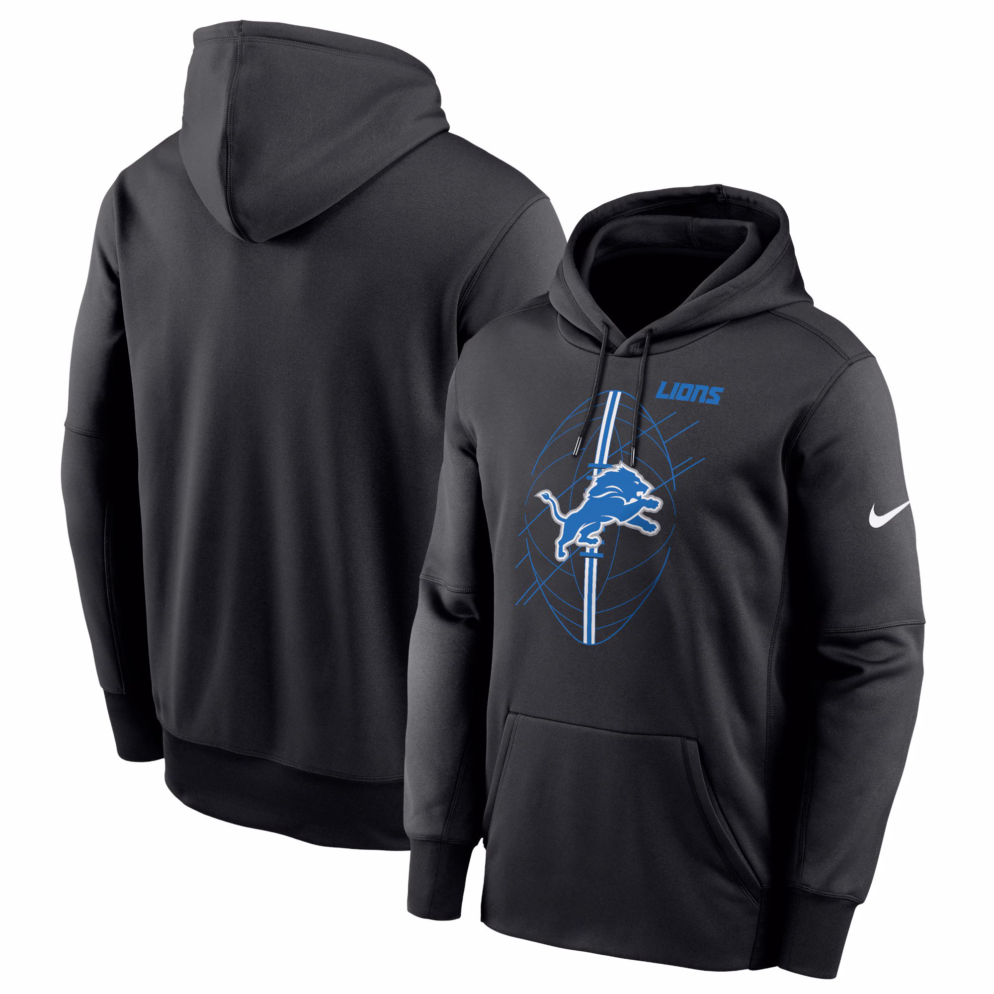 Detroit Lions Team Performance Pullover Hoodie - Black