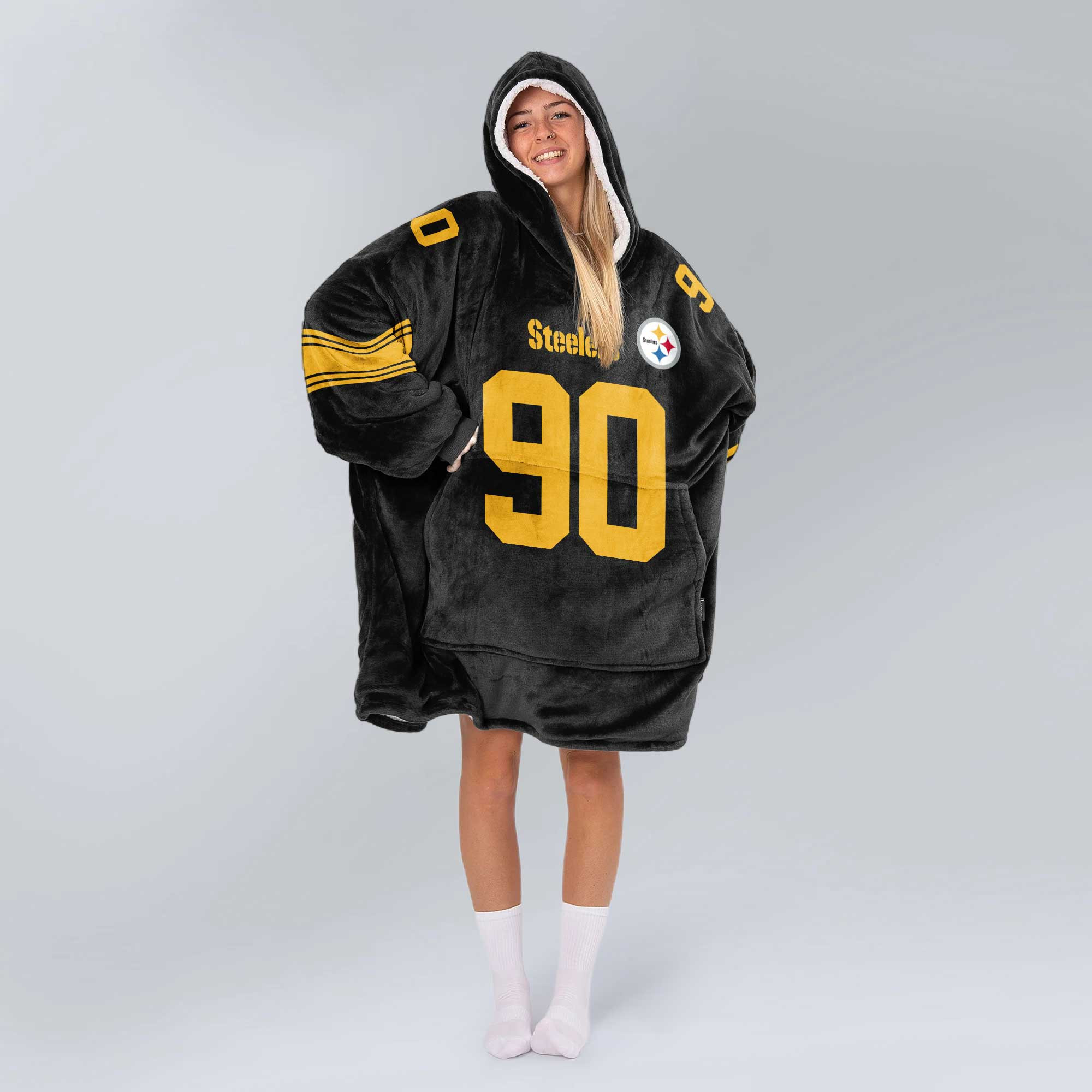 Adult 90 Pittsburgh Football Unisex Blanket Hoodie