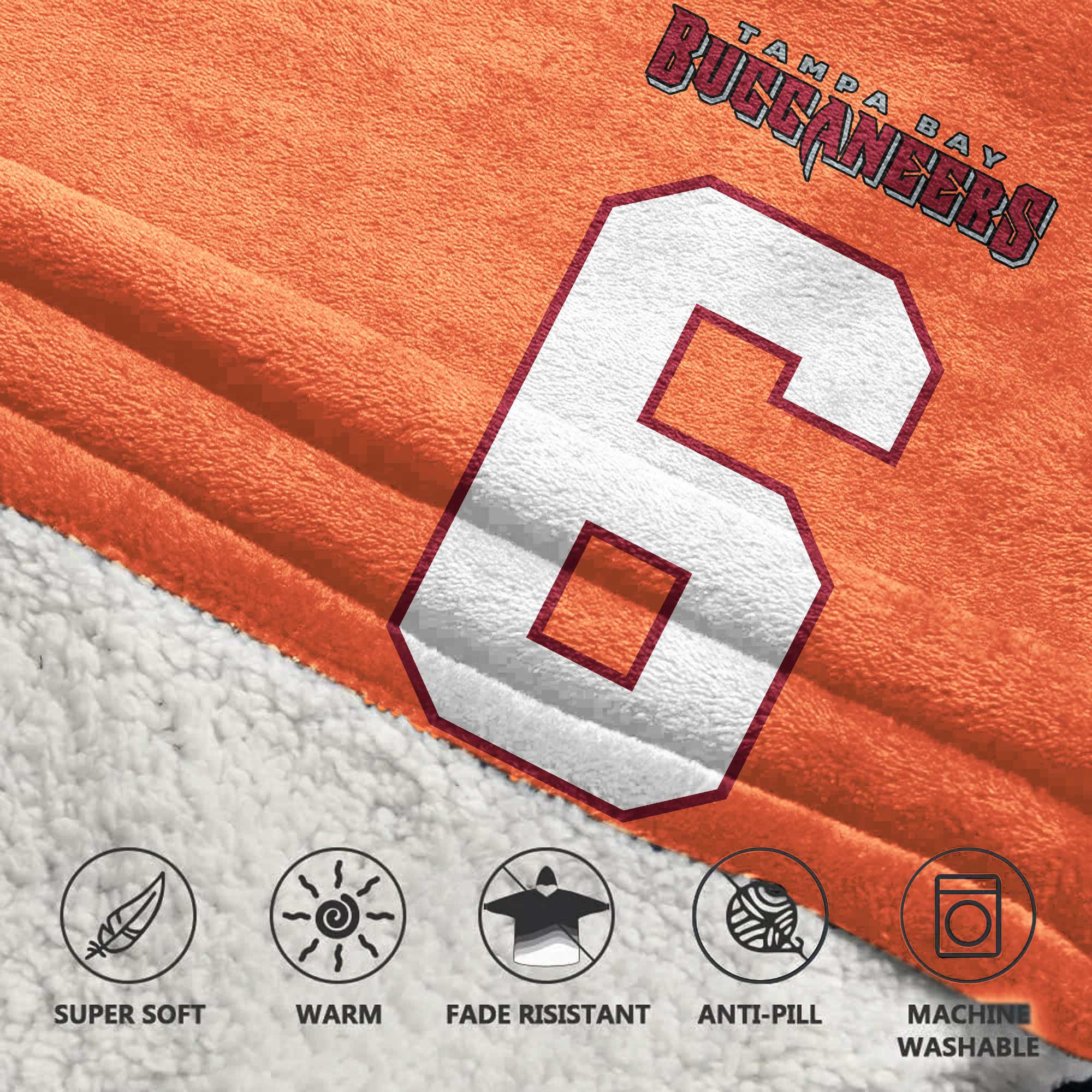 Adult B.M 6 Tampa Bay Football Unisex Blanket Hoodie