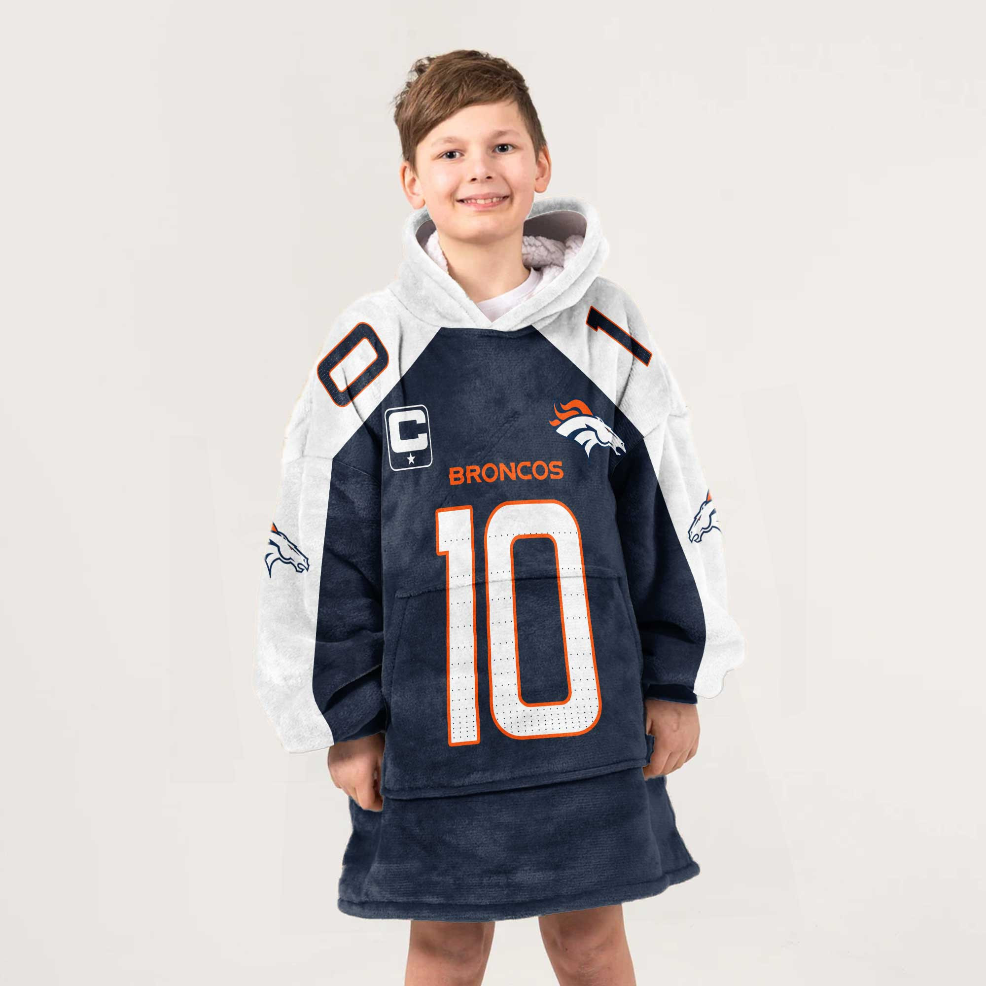 Adult 10 Denver Football Unisex Blanket Hoodie