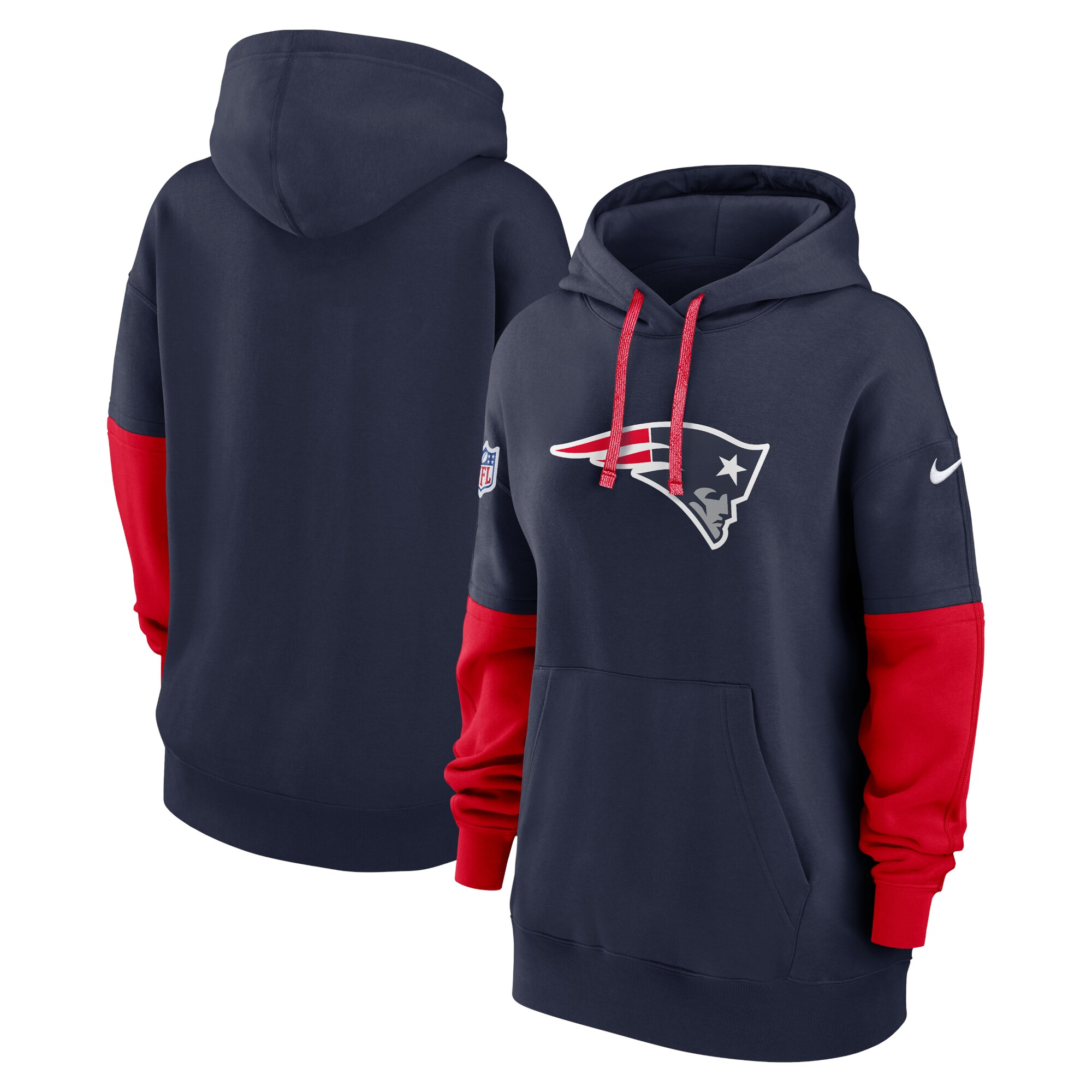 New England Patriots Women's 2024 Sideline Essential Fleece Pullover Hoodie - Navy