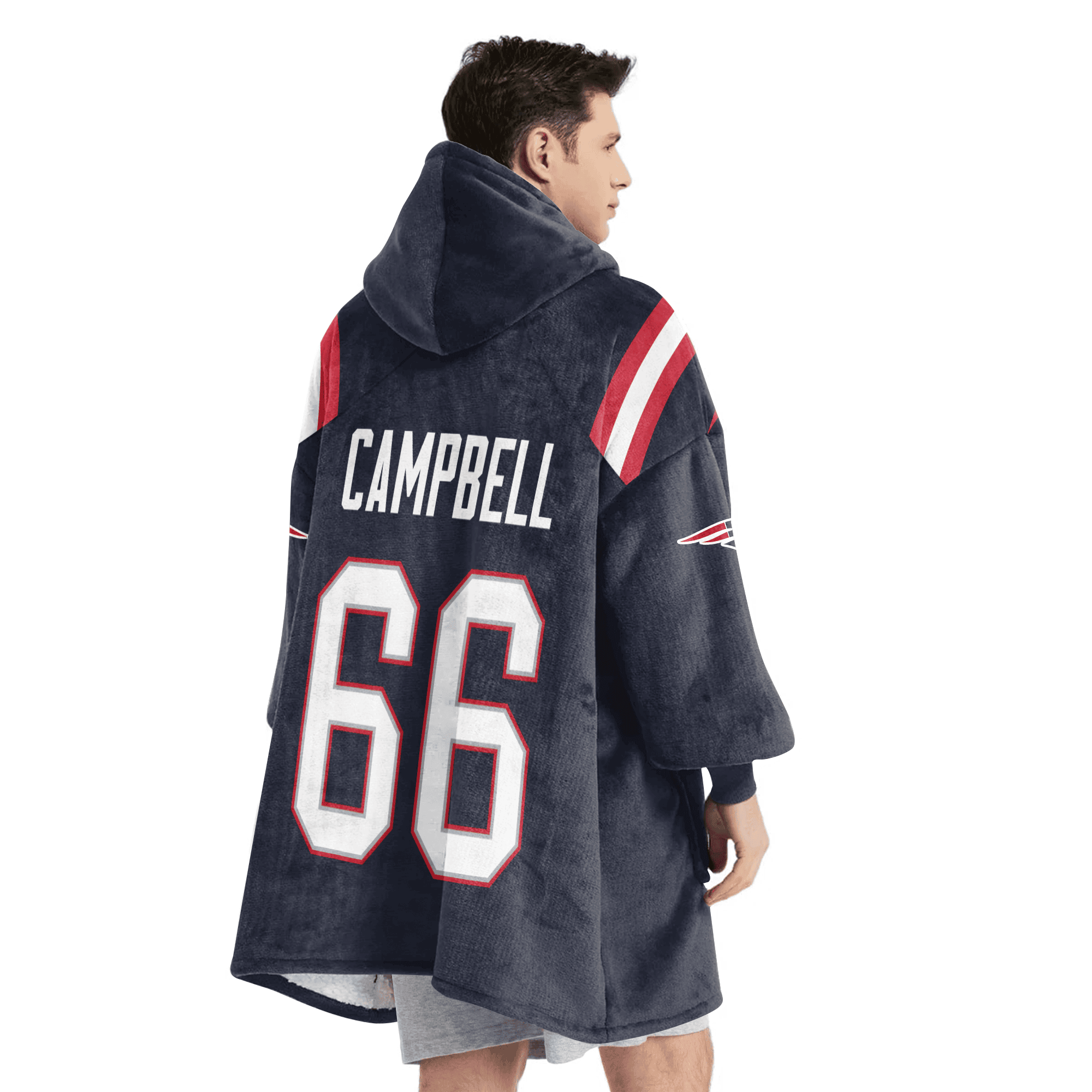 Adult 66 New England Football Unisex Blanket Hoodie