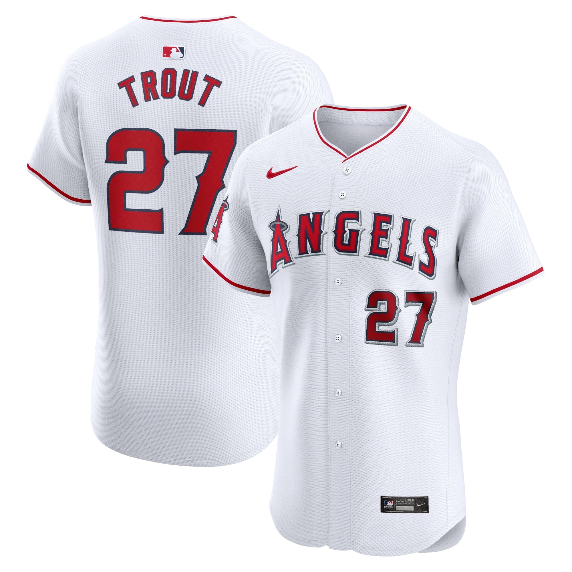 Men's Los Angeles Angels Mike Trout  White Home Elite Player Jersey