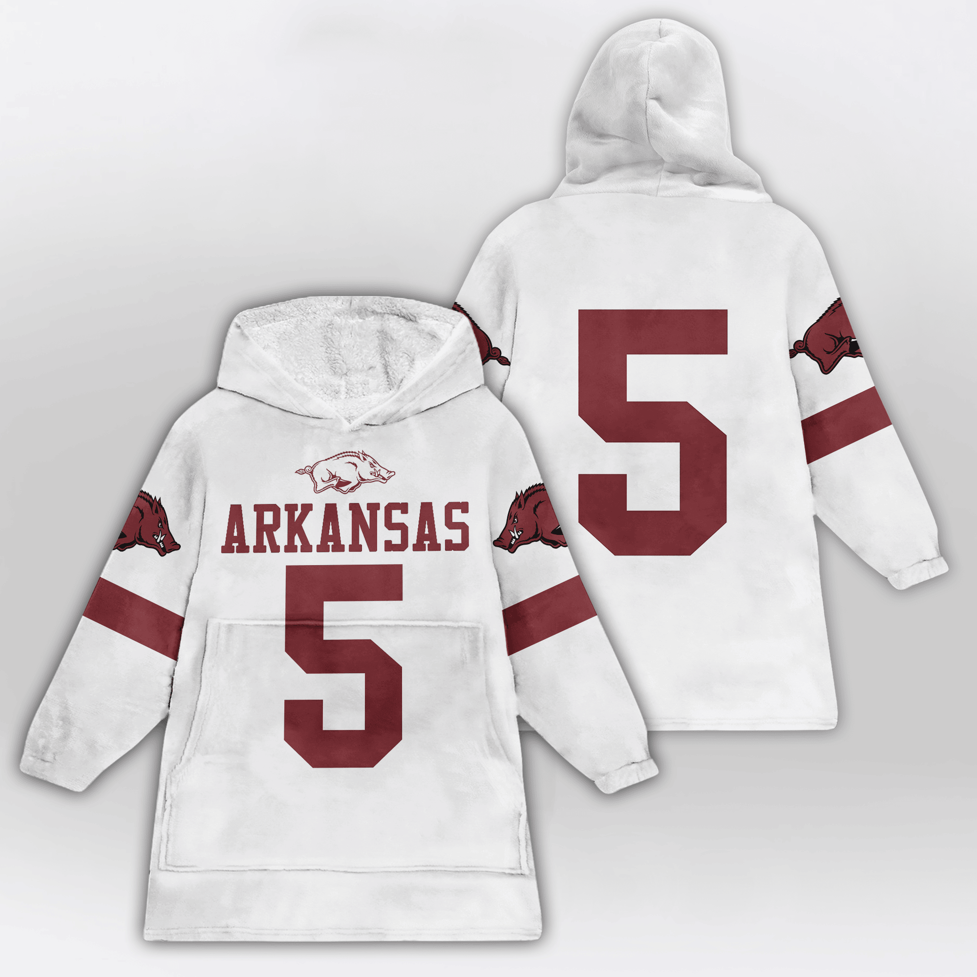 Kid #5 Arkansas Football Unisex Blanket Hoodie