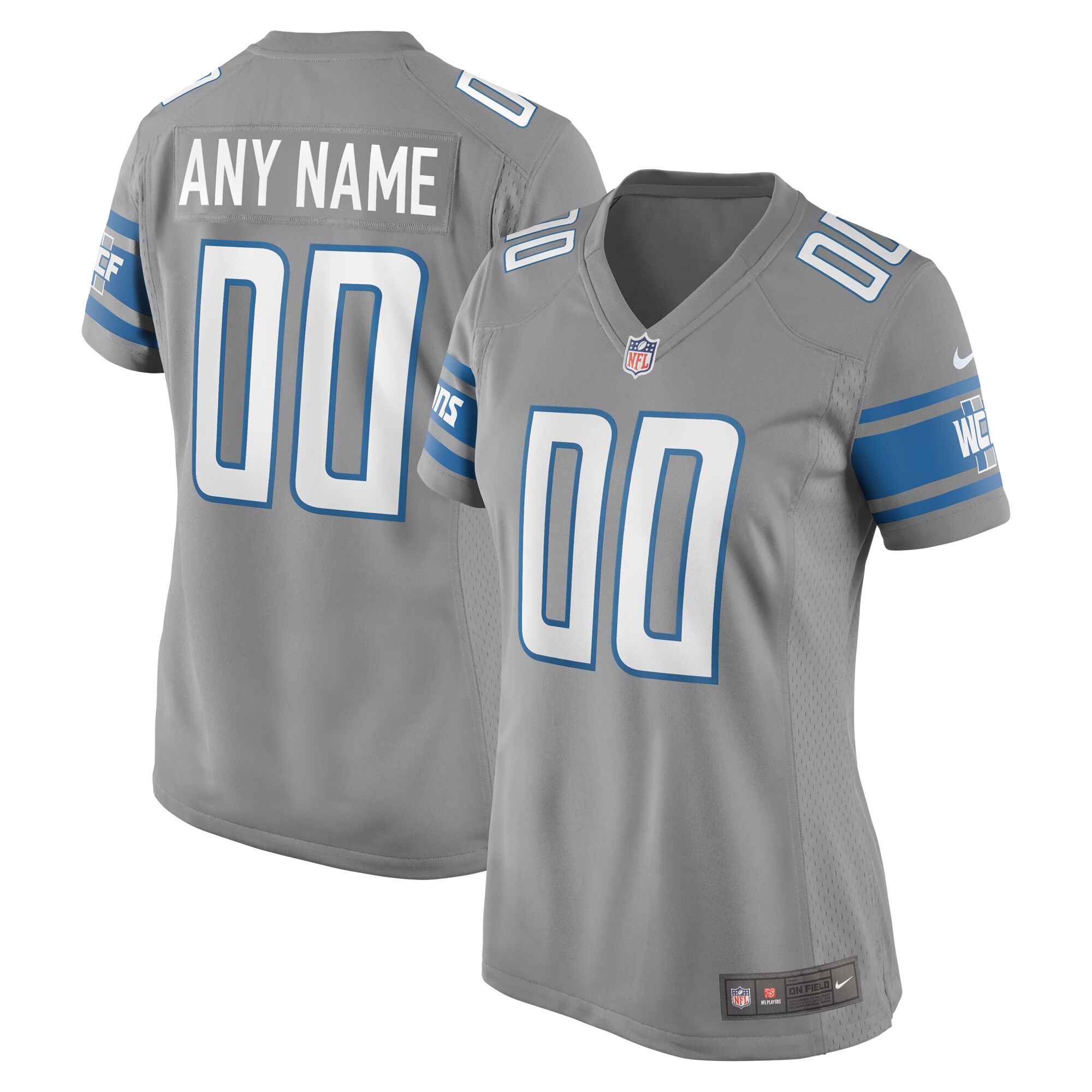 Detroit Lions  Women's Alternate Custom Game Jersey - Gray