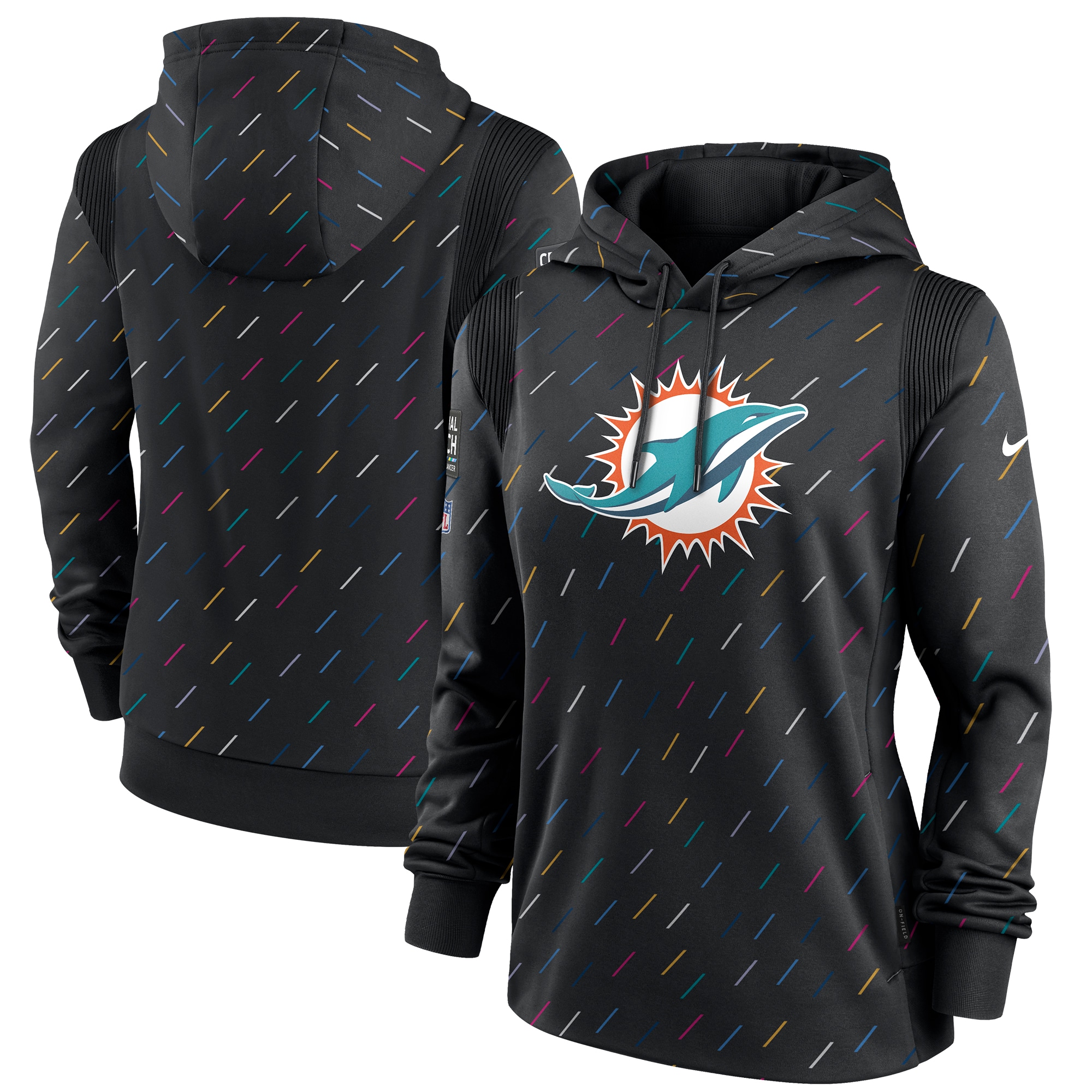 Miami Dolphins Women's NFL Crucial Catch Therma Pullover Hoodie - Anthracite