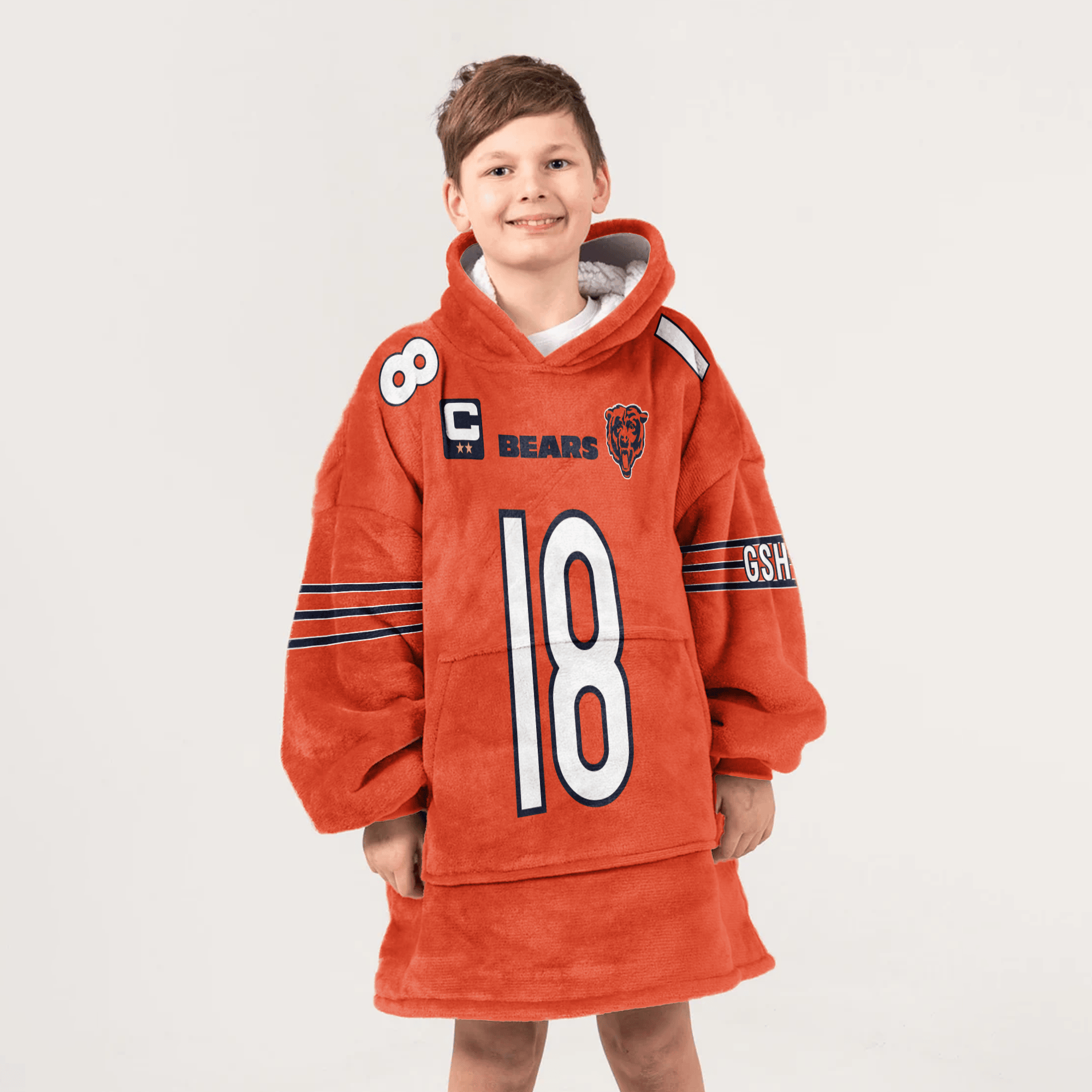 Kid C.W 18 Captain Chicago Football Unisex Blanket Hoodie