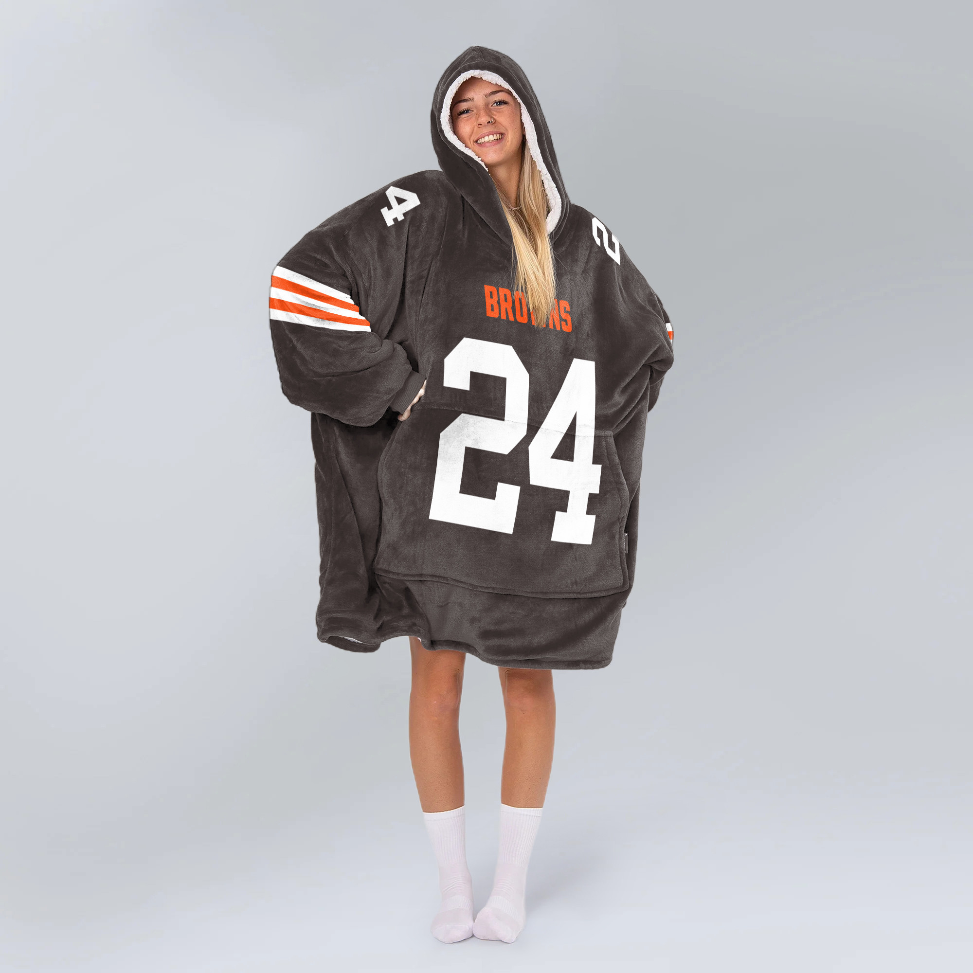 Adult 24 Cleveland Football Unisex Blanket Hoodie