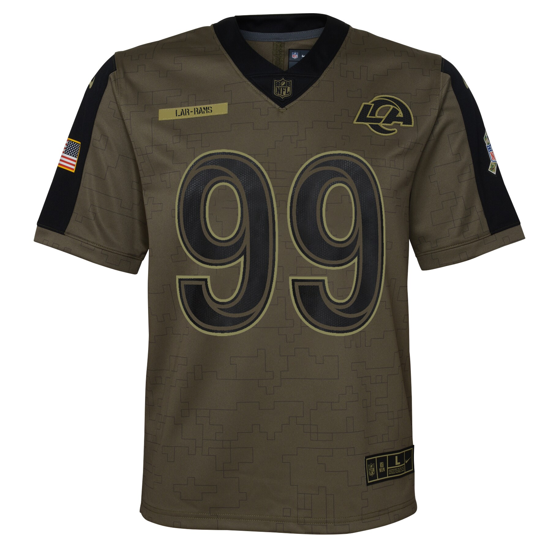Aaron Donald Los Angeles Rams  Youth 2021 Salute To Service Game Jersey - Olive