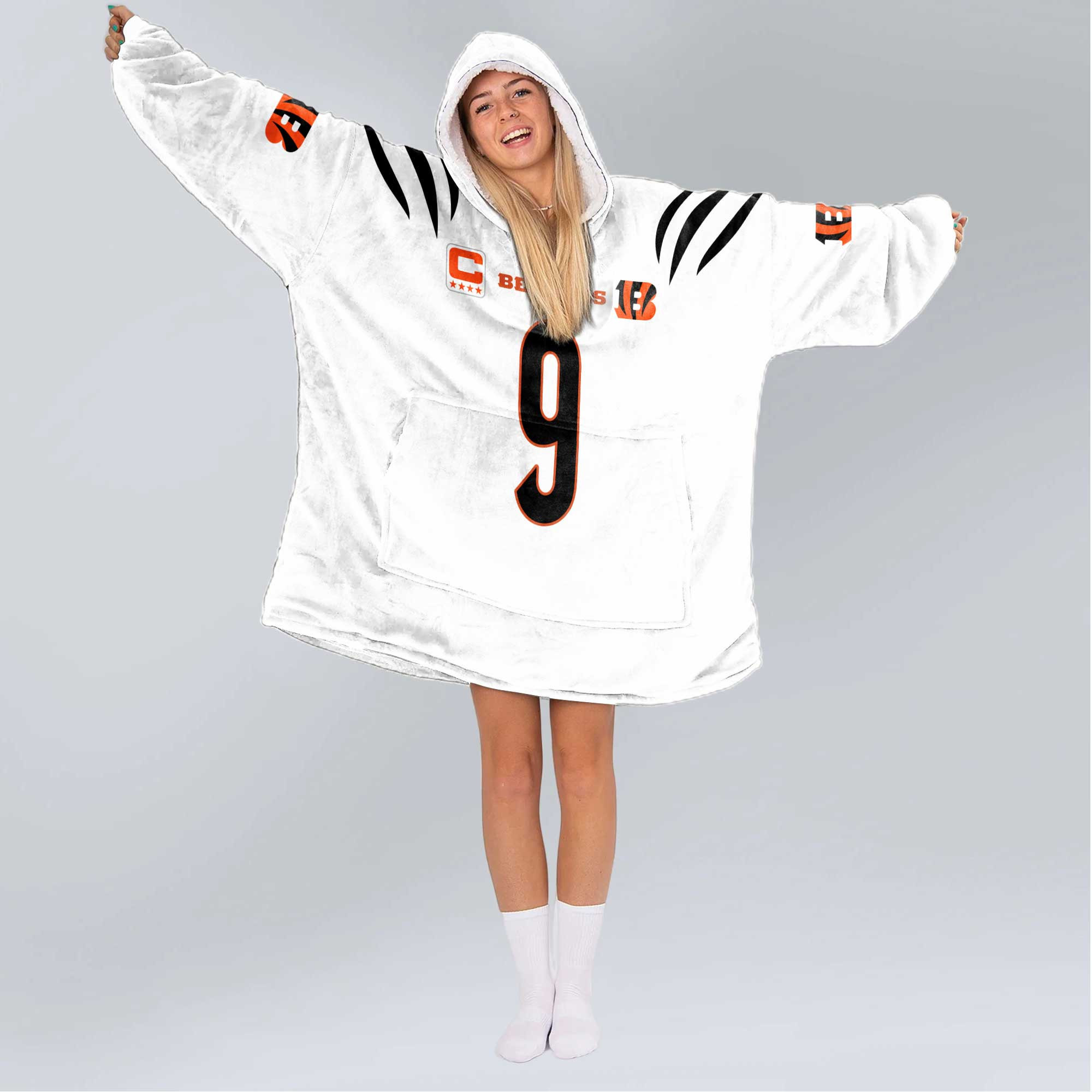 Adult Captain 9 Cincinnati Football Unisex Blanket Hoodie
