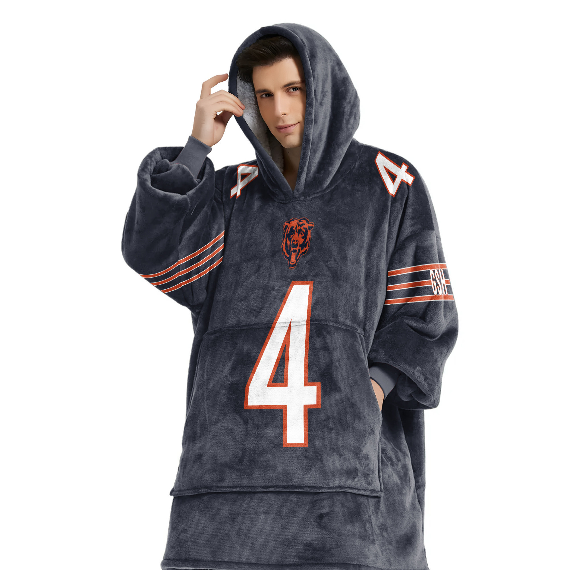 Adult 4 Chicago Football Unisex Blanket Hoodie