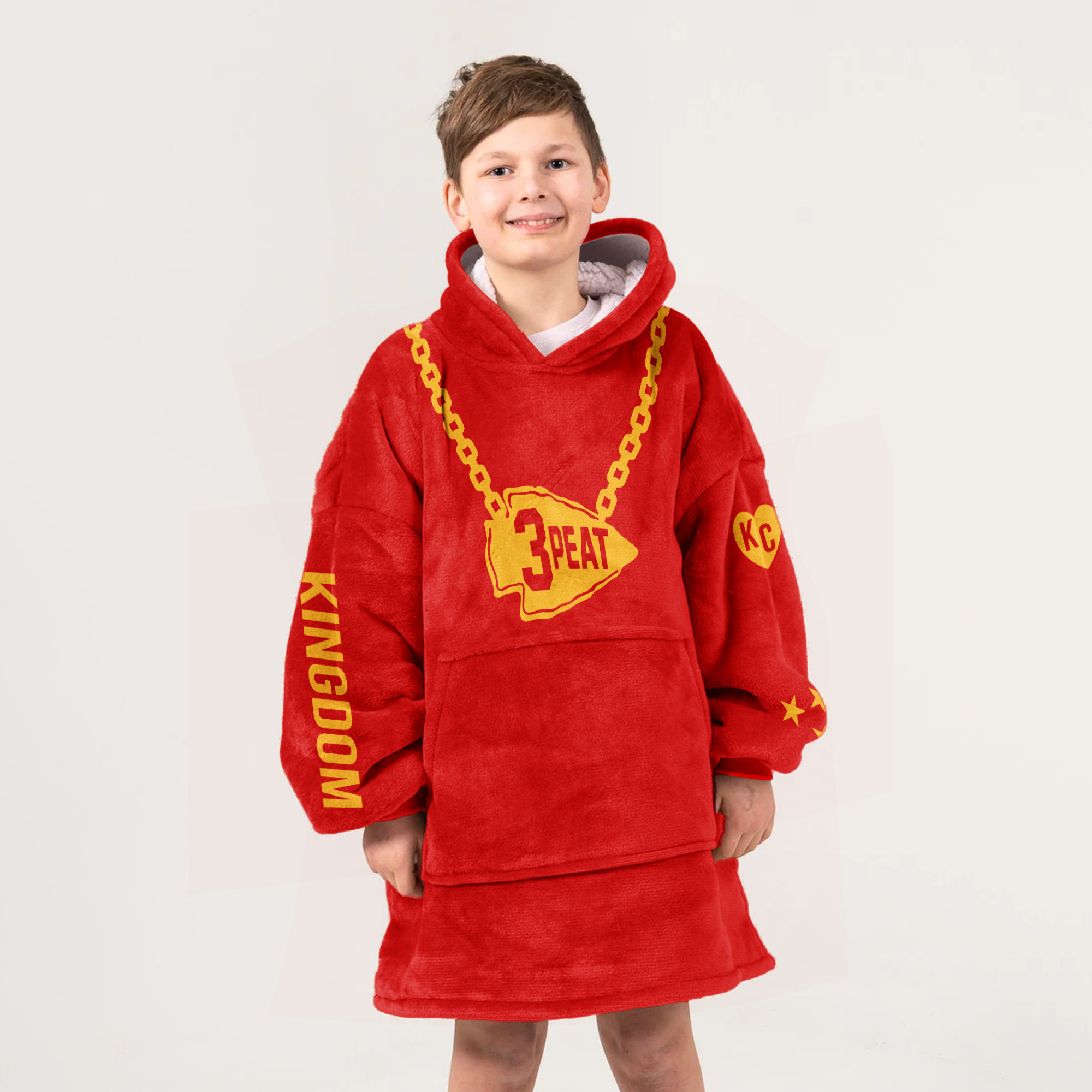 Adult 3 Peat Kansas City Football Unisex Blanket Hoodie