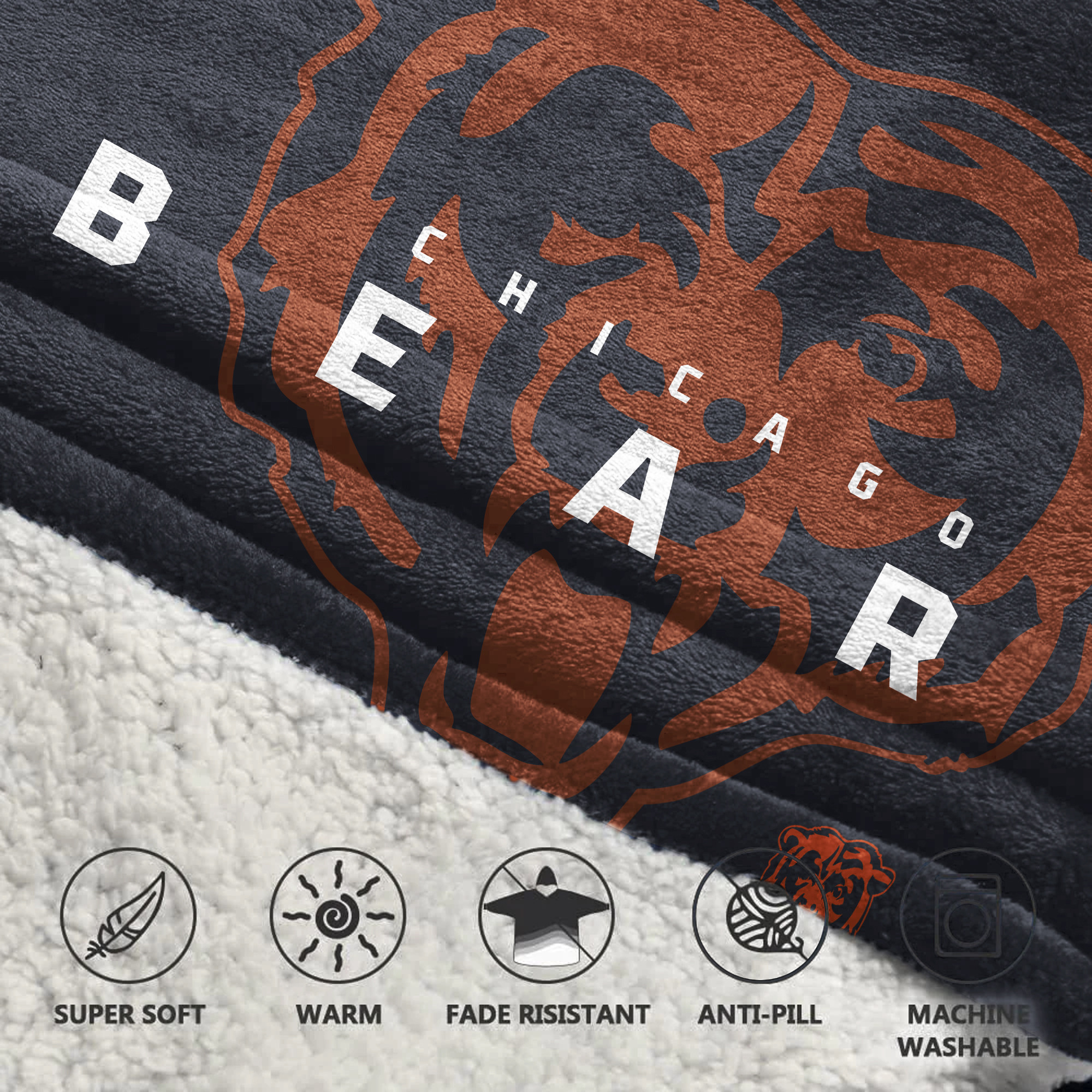Adult 18 Chicago Football Unisex Blanket Hoodie