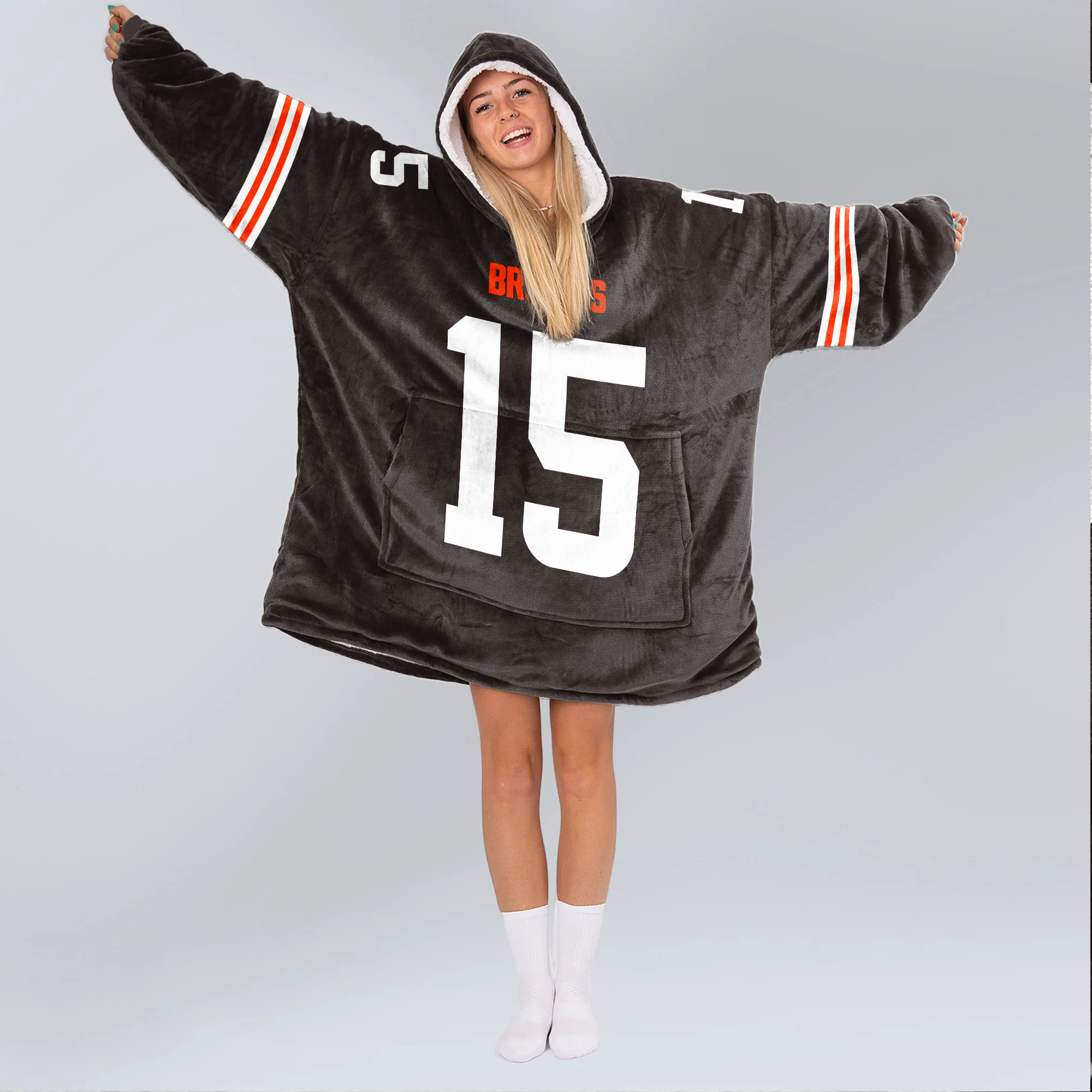Adult J.F 15 Cleveland Football Unisex Blanket Hoodie