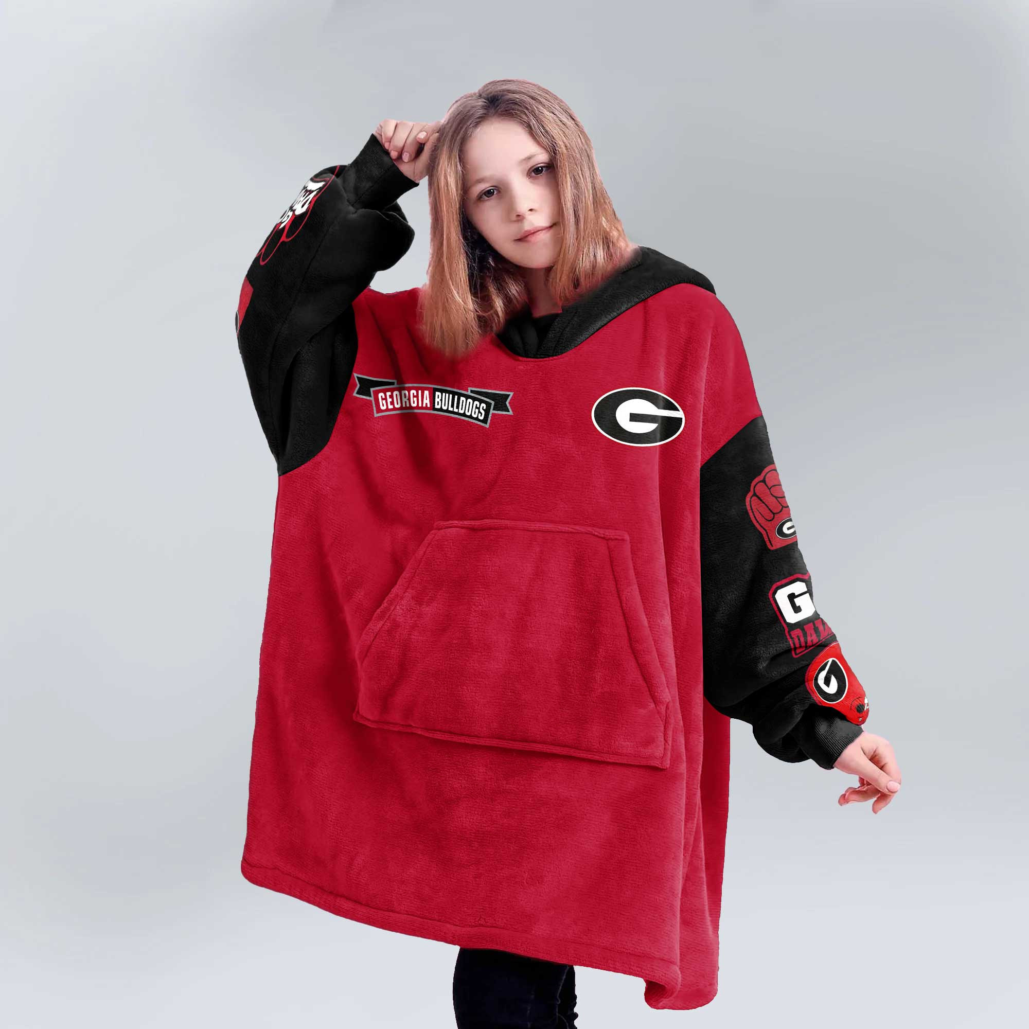 Kid Georgia Football Unisex Blanket Hoodie