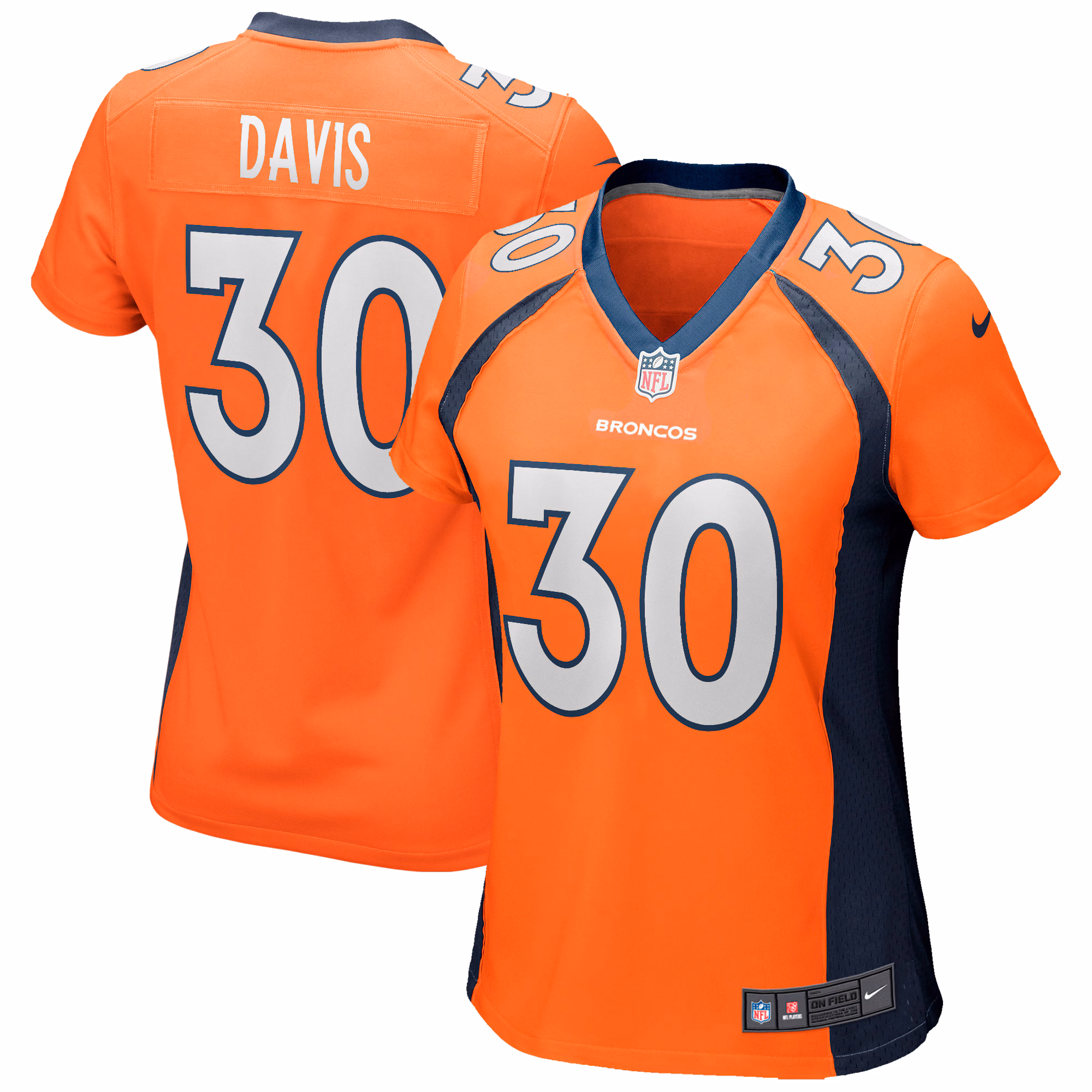 Terrell Davis Denver Broncos Women's Game Retired Player Jersey - Orange
