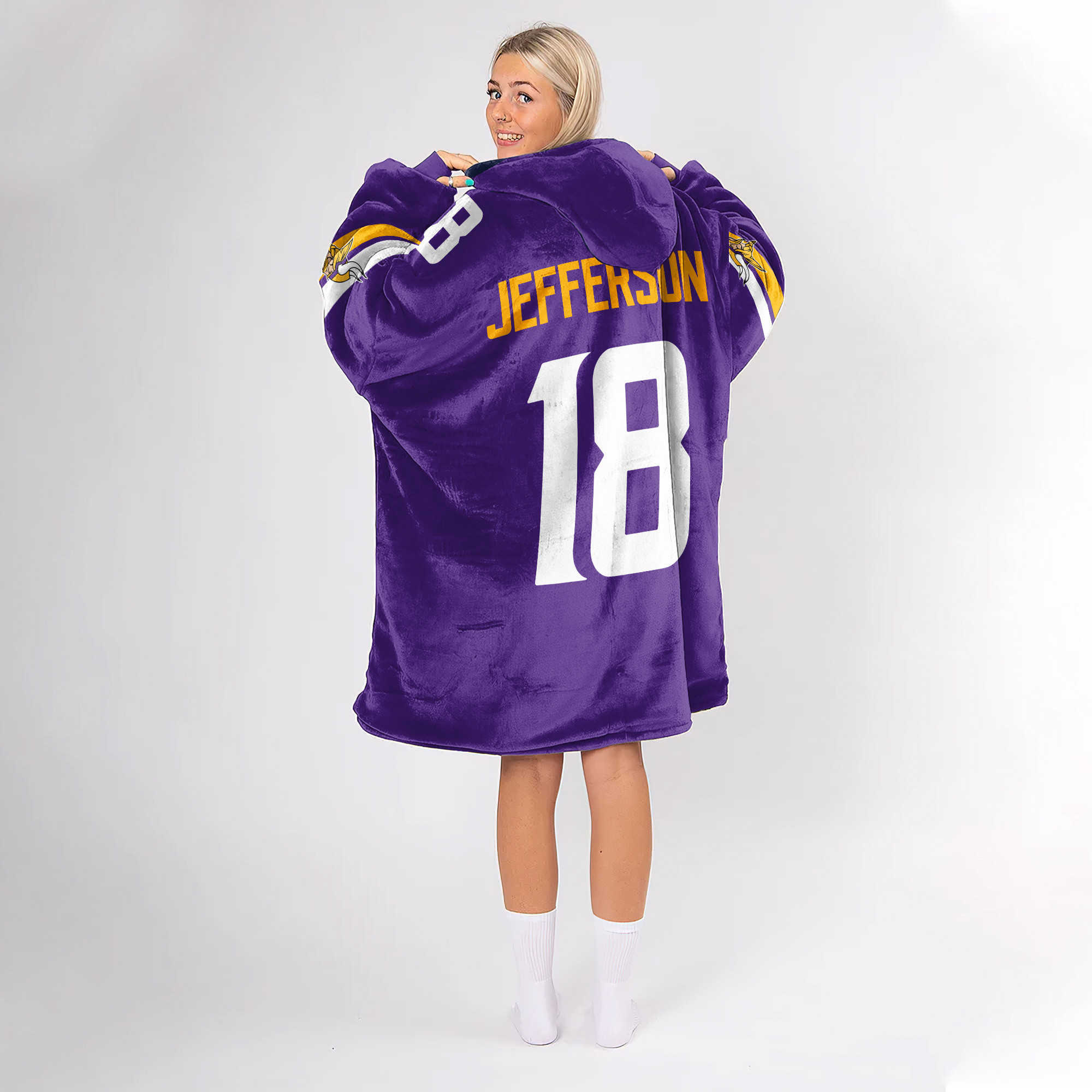 Adult JJ 18 Minnesota Football Unisex Blanket Hoodie