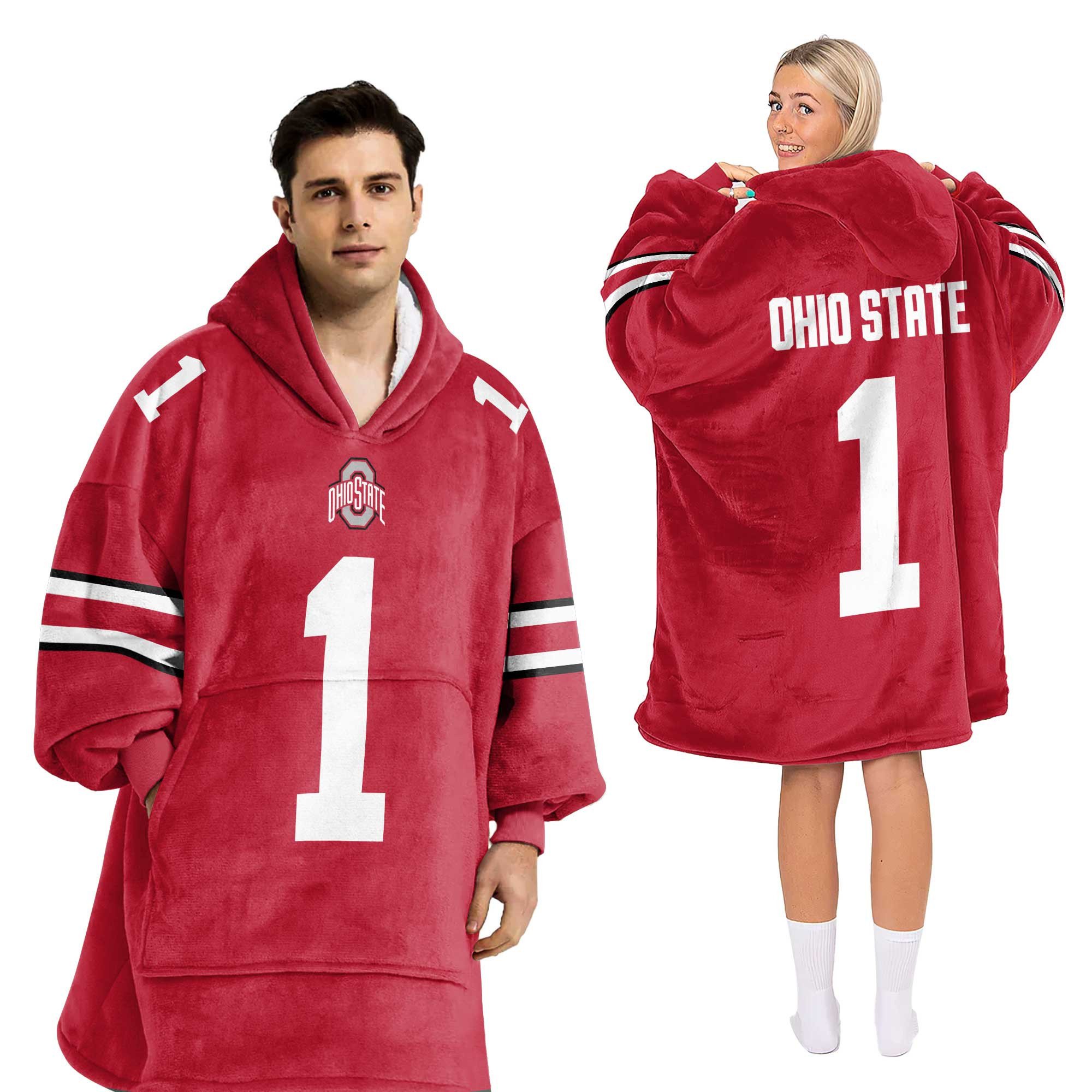 Adult 1 Ohio State Football Unisex Blanket Hoodie