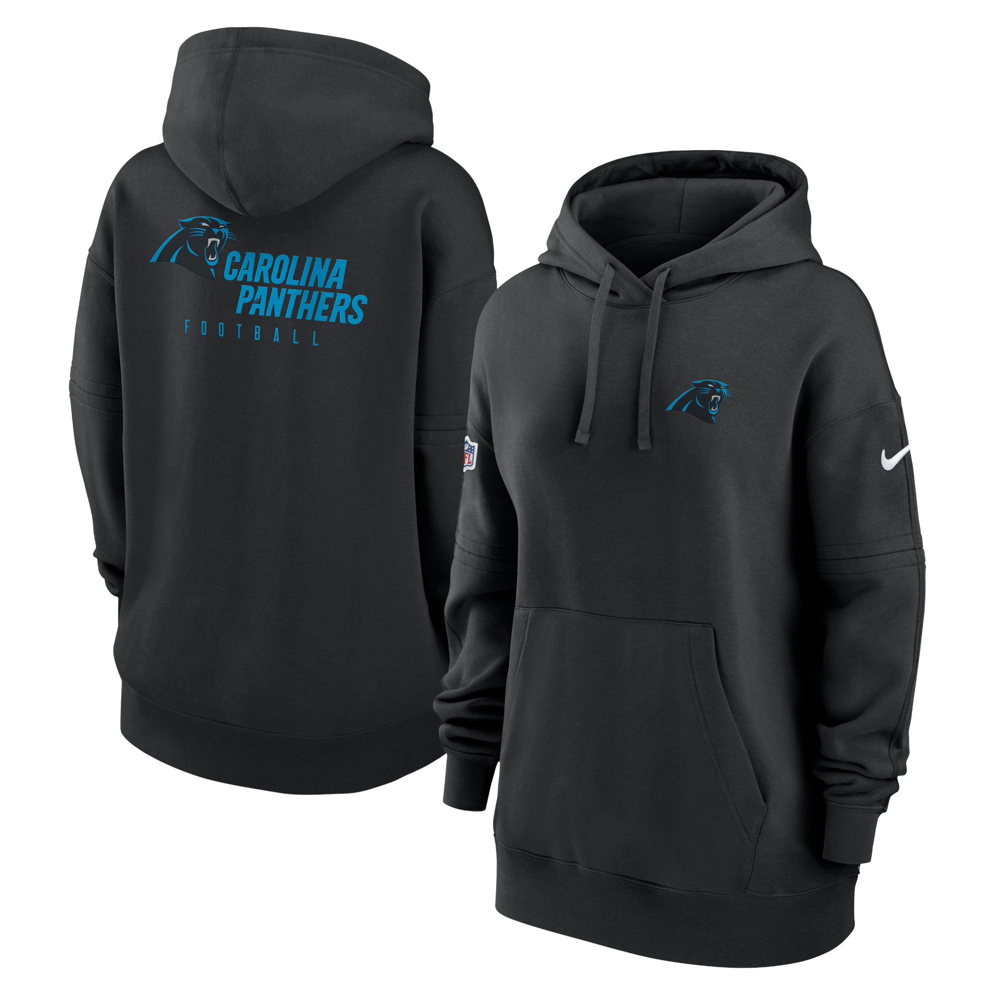 Carolina Panthers Women's 2023 Sideline Club Fleece Pullover Hoodie - Black
