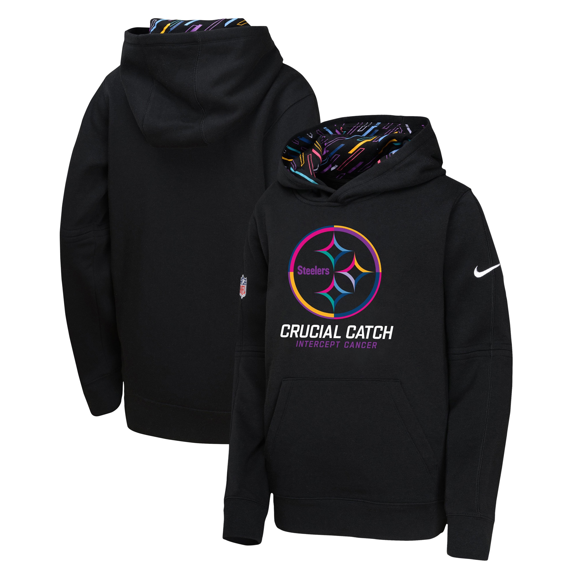 Pittsburgh Steelers Youth 2024 NFL Crucial Catch Pullover Hoodie - Black