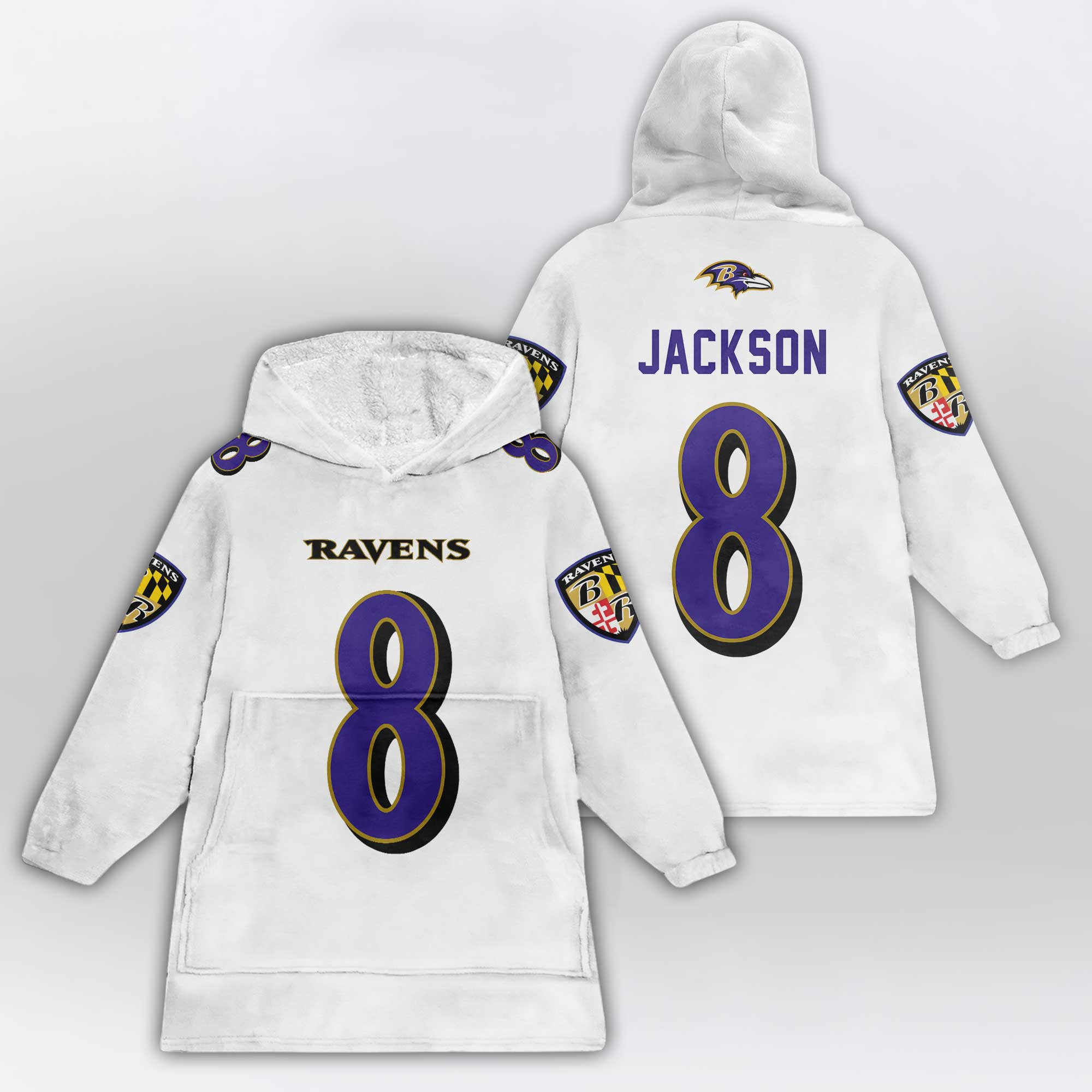 Adult 8 Baltimore Football Unisex Blanket Hoodie