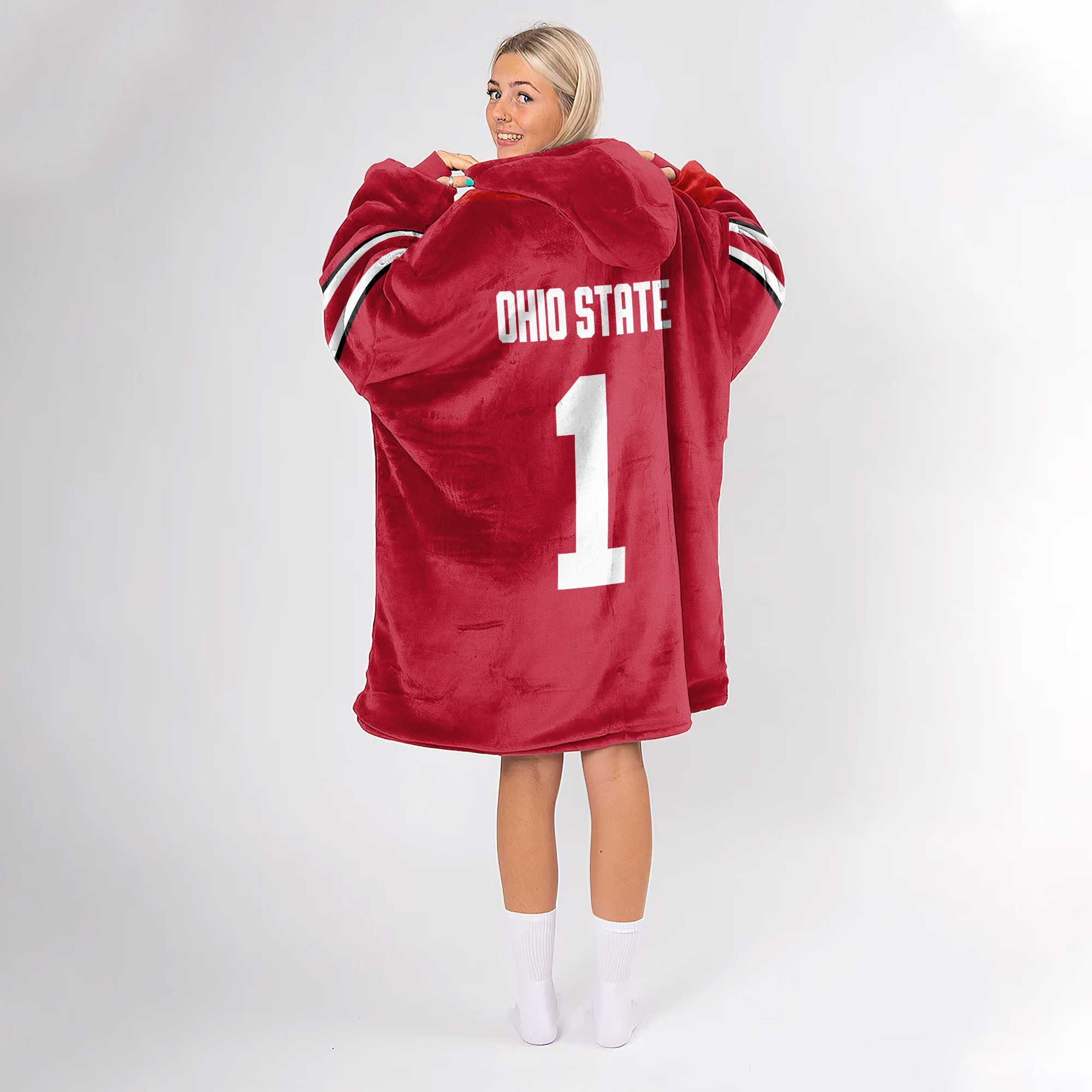 Adult 1 Ohio State Football Unisex Blanket Hoodie