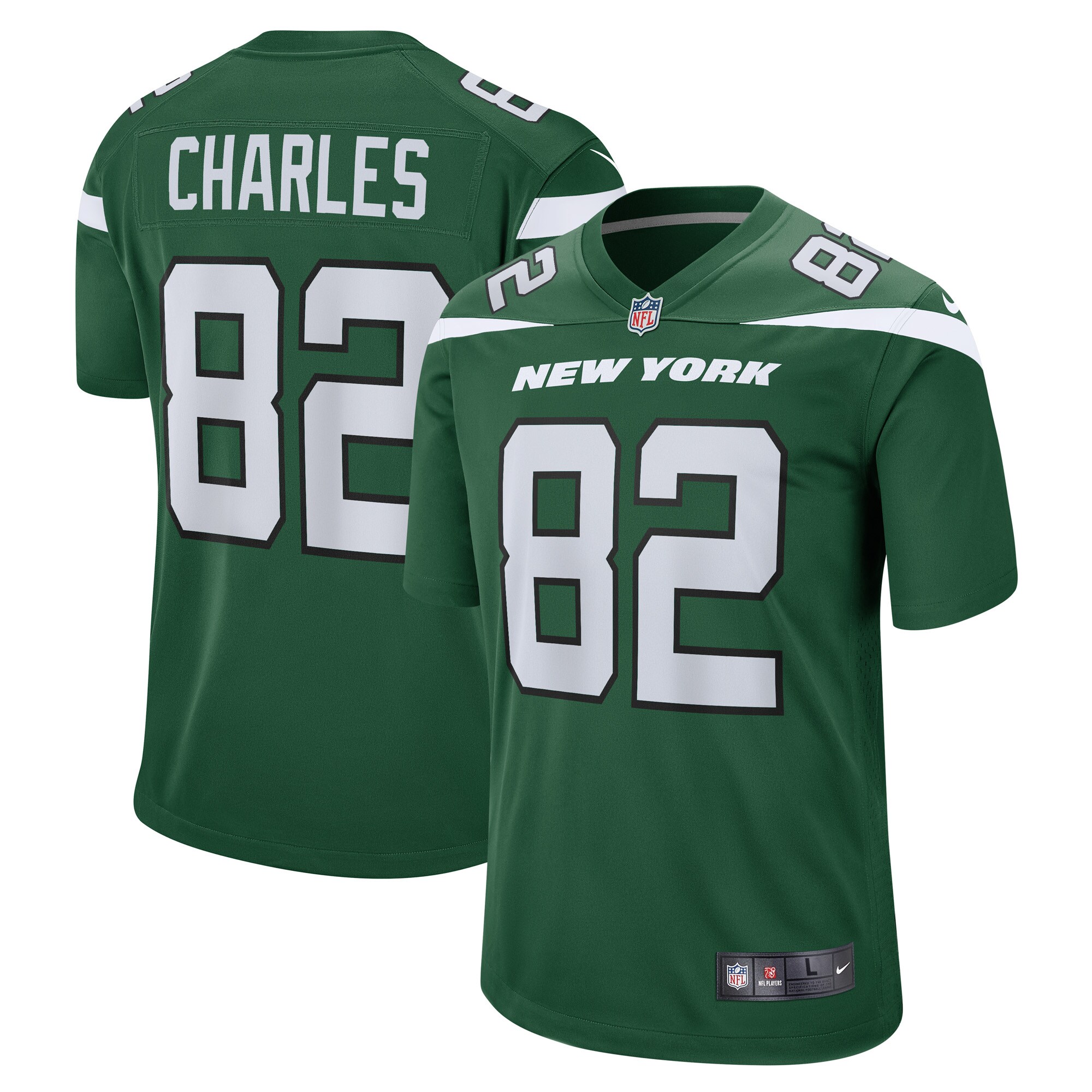 Irvin Charles New York Jets  Game Player Jersey - Gotham Green