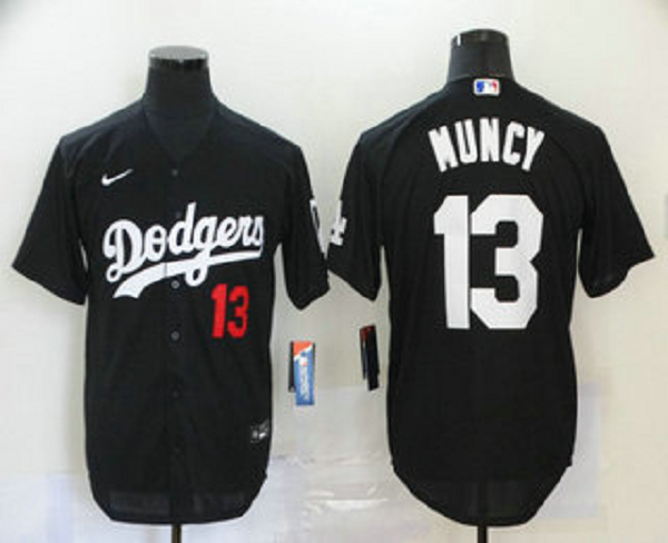 Men's  Los Angeles Dodgers #13 Max Muncy Black Stitched MLB Cool Base Jersey