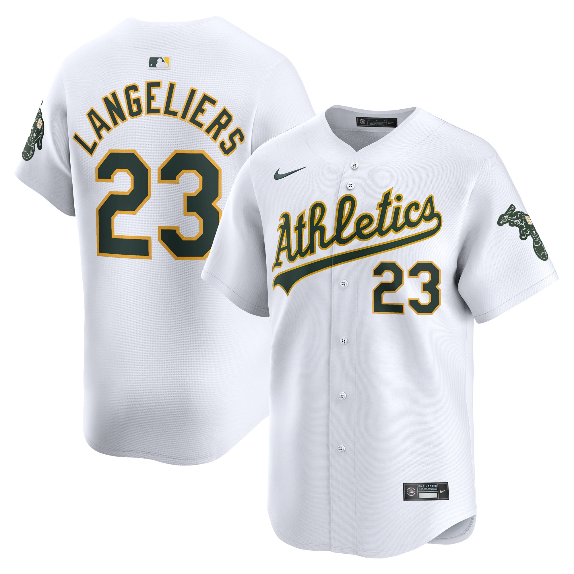 Men's Oakland Athletics Shea Langeliers  White Home Limited Player Jersey